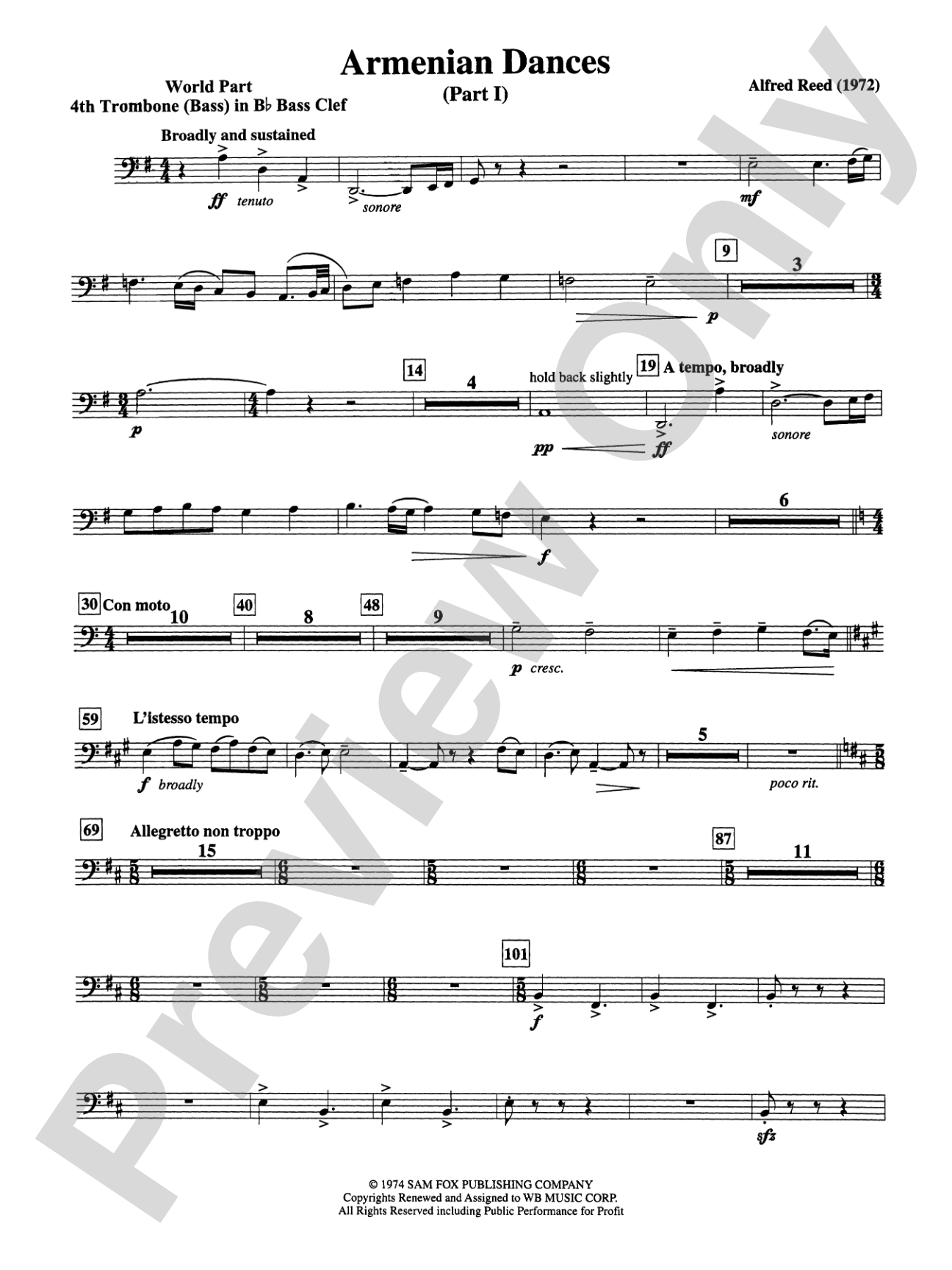 Armenian Dances, Part I: (wp) Bb Trombone B.C. 4