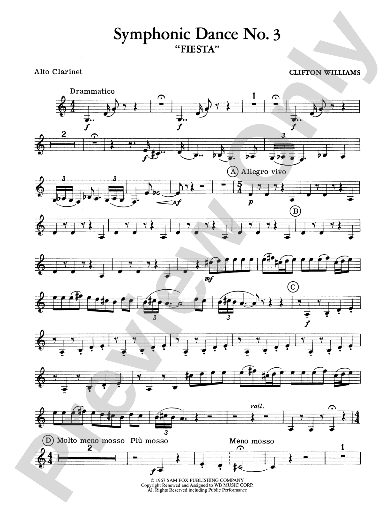 Symphonic Dance No. 3 ("Fiesta"): E-flat Alto Clarinet