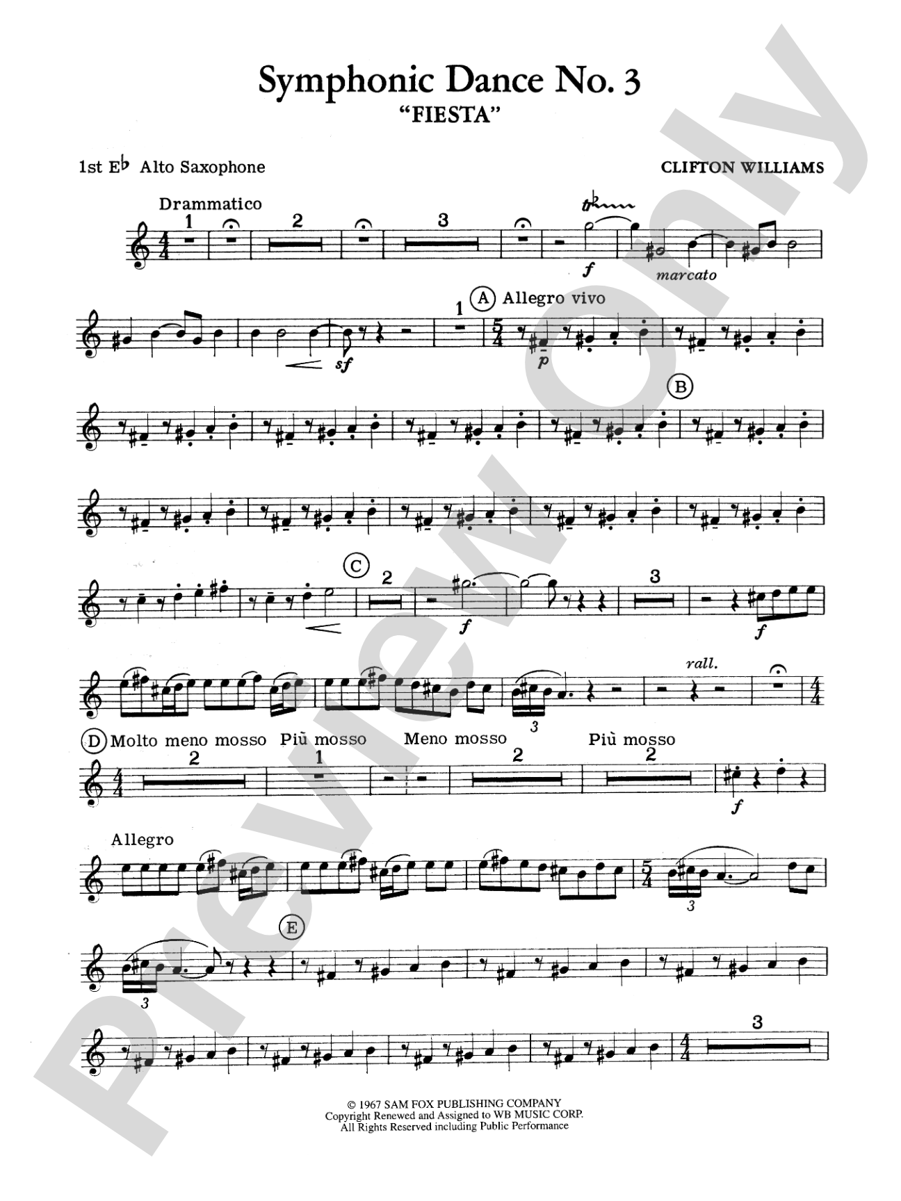 Symphonic Dance No. 3 ("Fiesta"): E-flat Alto Saxophone