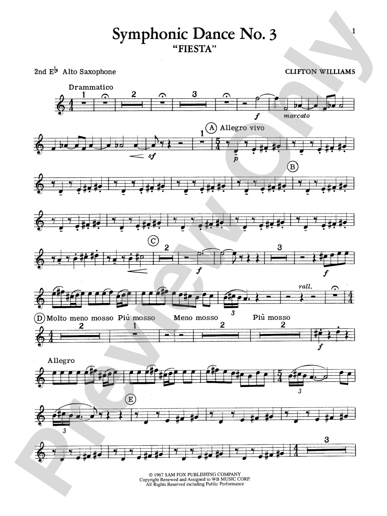 Symphonic Dance No. 3 ("Fiesta"): 2nd E-flat Alto Saxophone