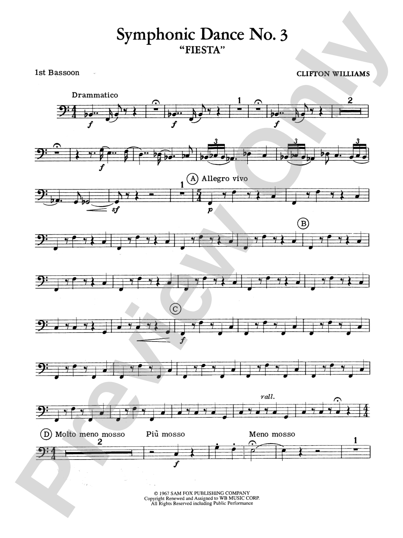 Symphonic Dance No. 3 ("Fiesta"): Bassoon