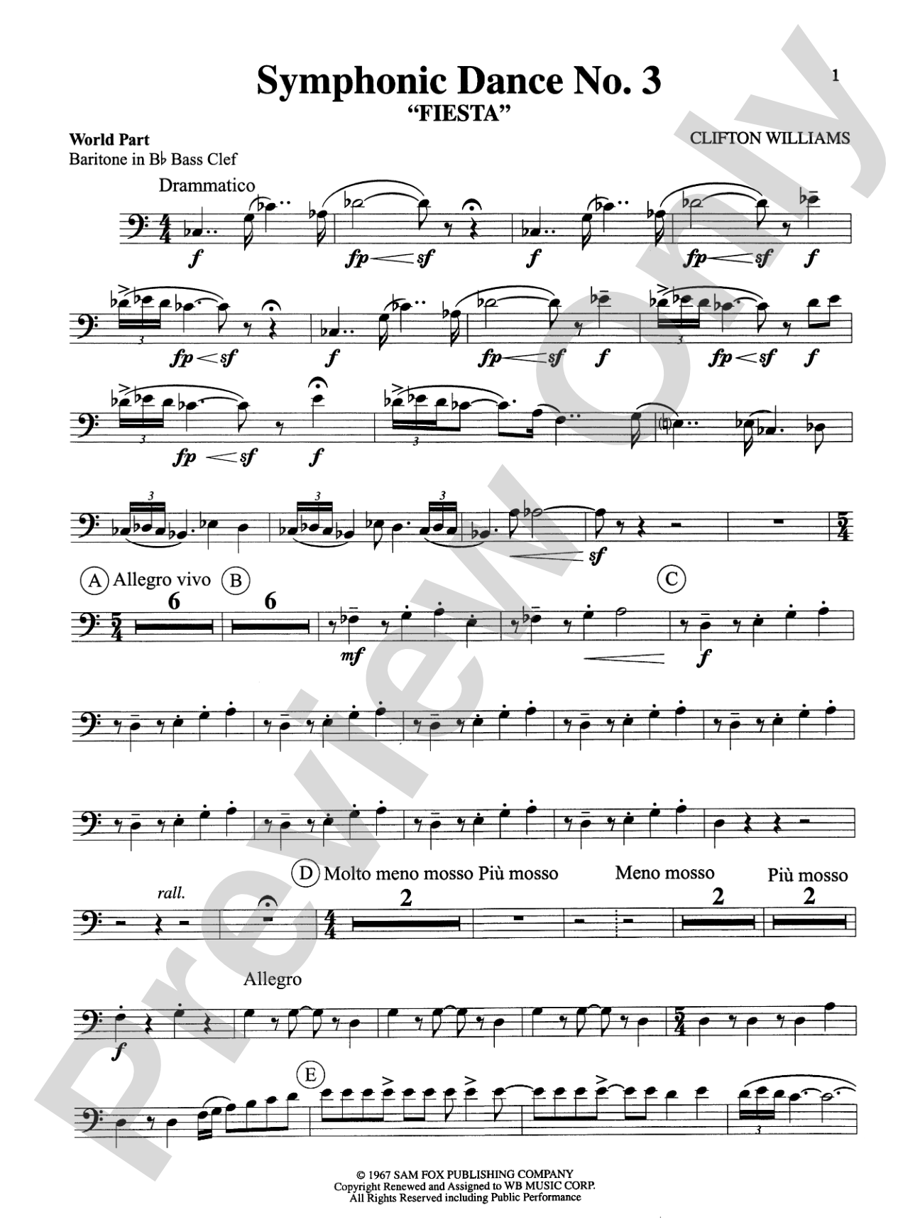 Symphonic Dance No. 3 ("Fiesta"): WP B-flat Baritone B.C.