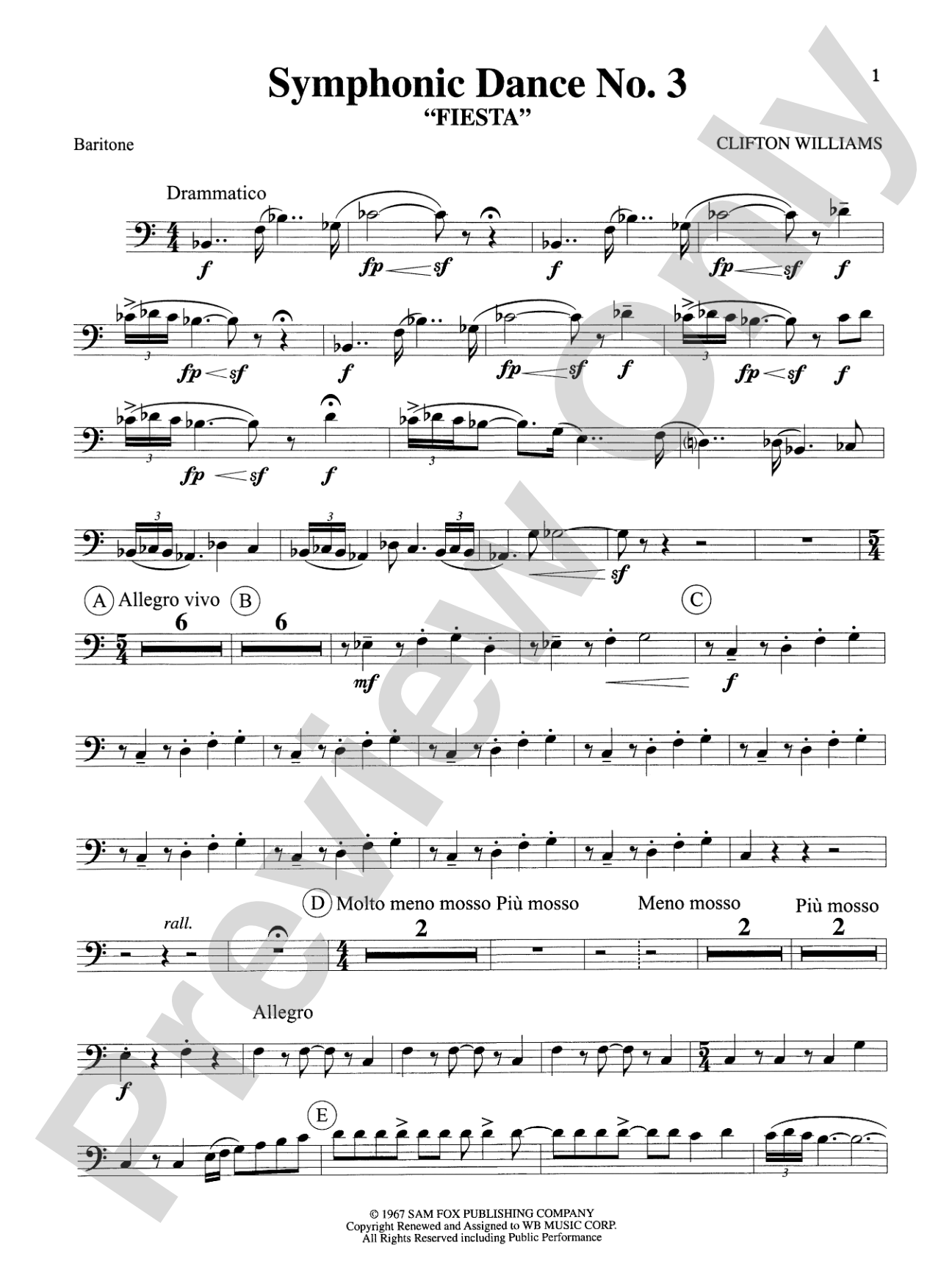 Symphonic Dance No. 3 ("Fiesta"): Baritone B.C.