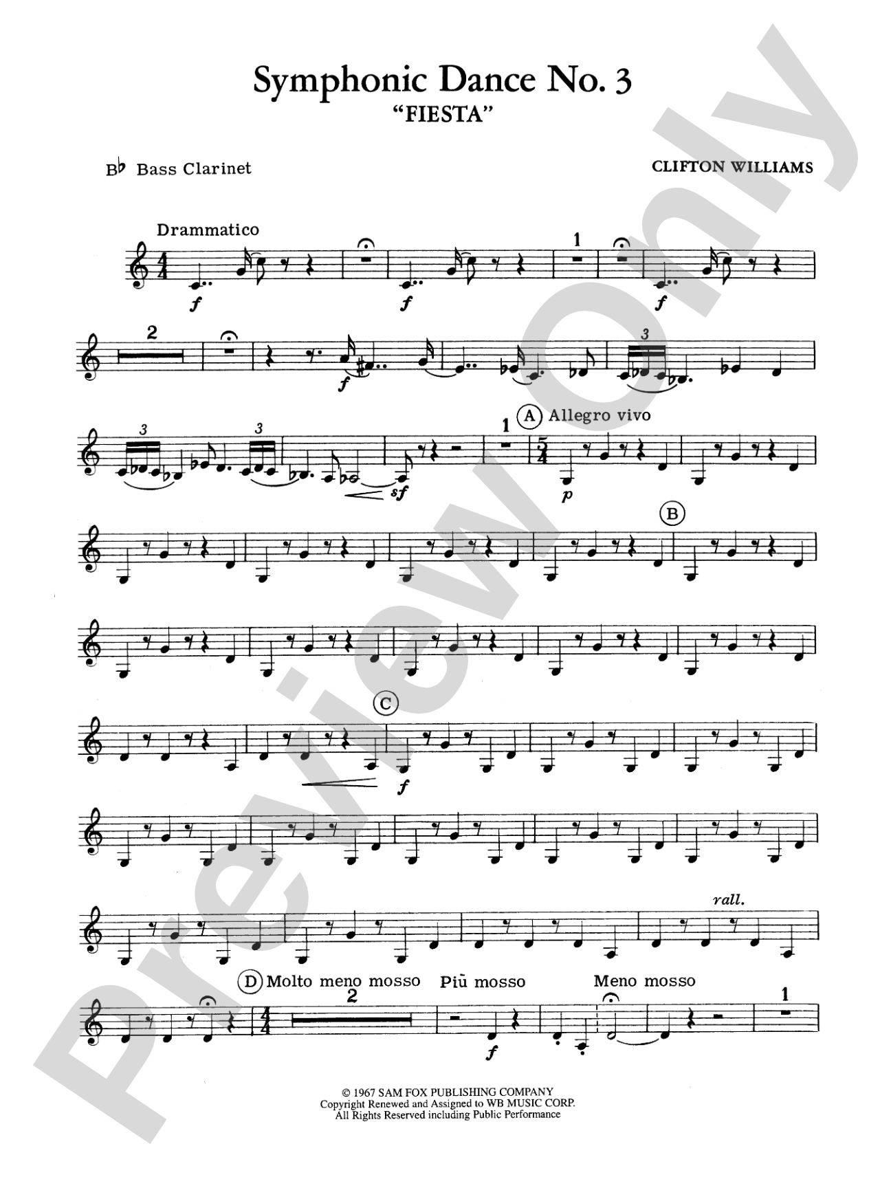 Symphonic Dance No. 3 ("Fiesta"): B-flat Bass Clarinet