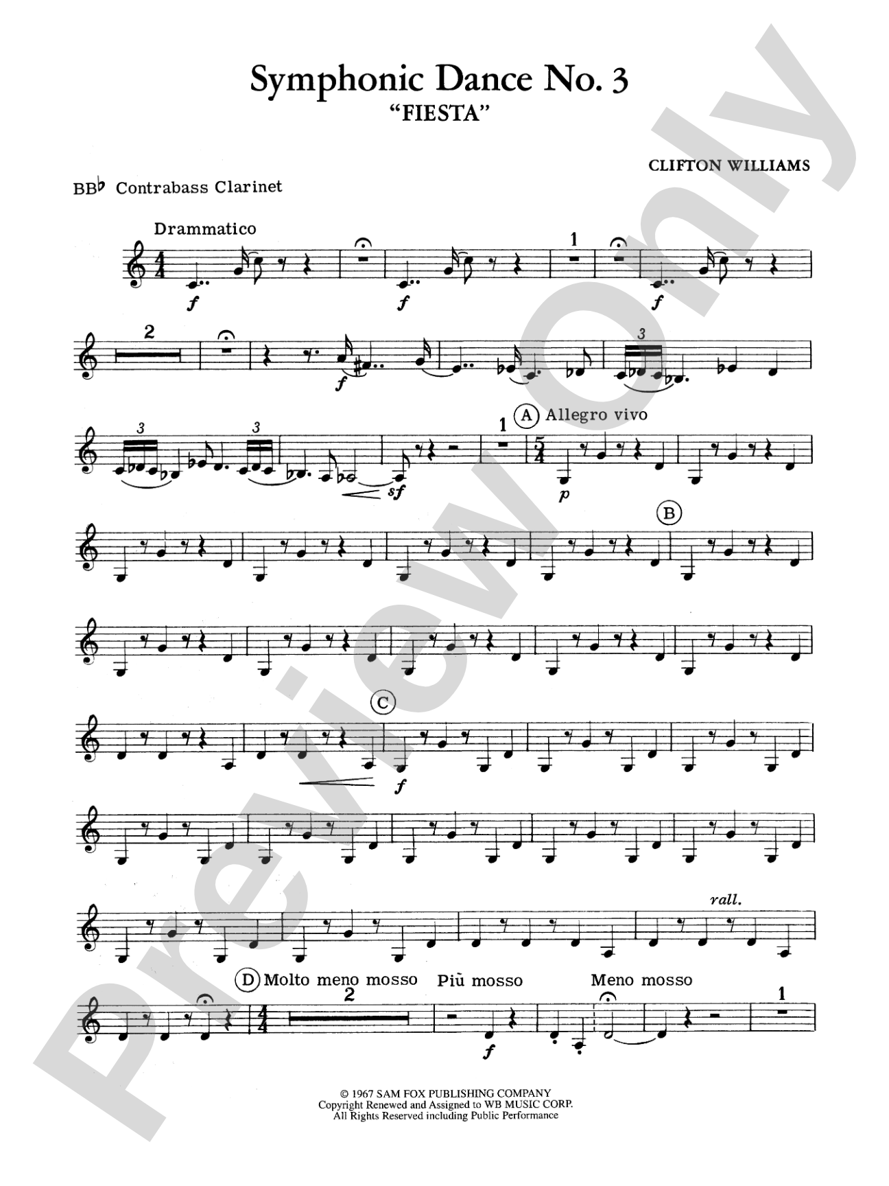 Symphonic Dance No. 3 ("Fiesta"): B-flat Contrabass Clarinet