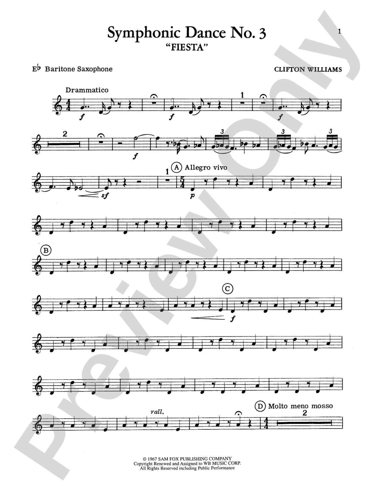 Symphonic Dance No. 3 ("Fiesta"): E-flat Baritone Saxophone