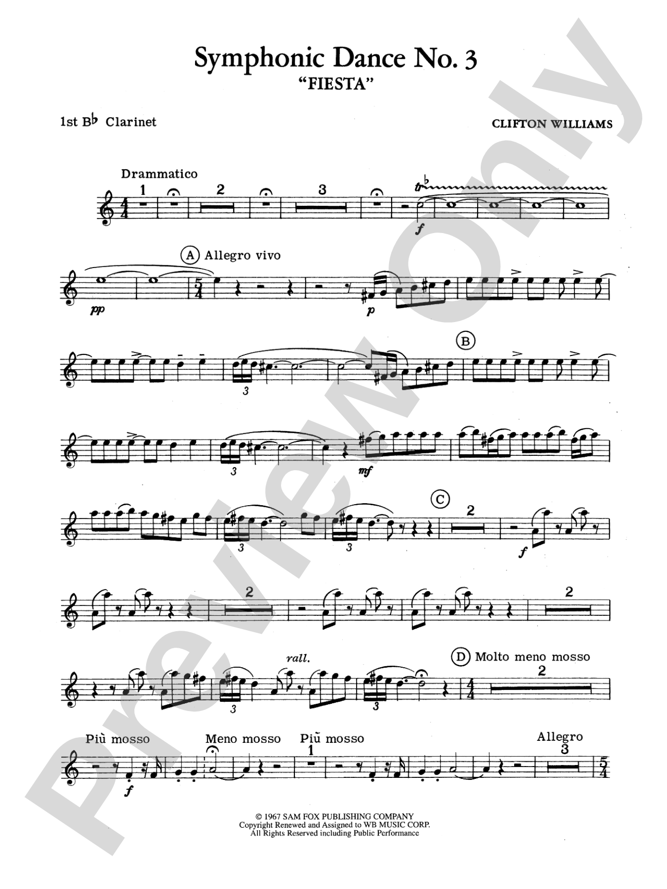 Symphonic Dance No. 3 ("Fiesta"): 1st B-flat Clarinet
