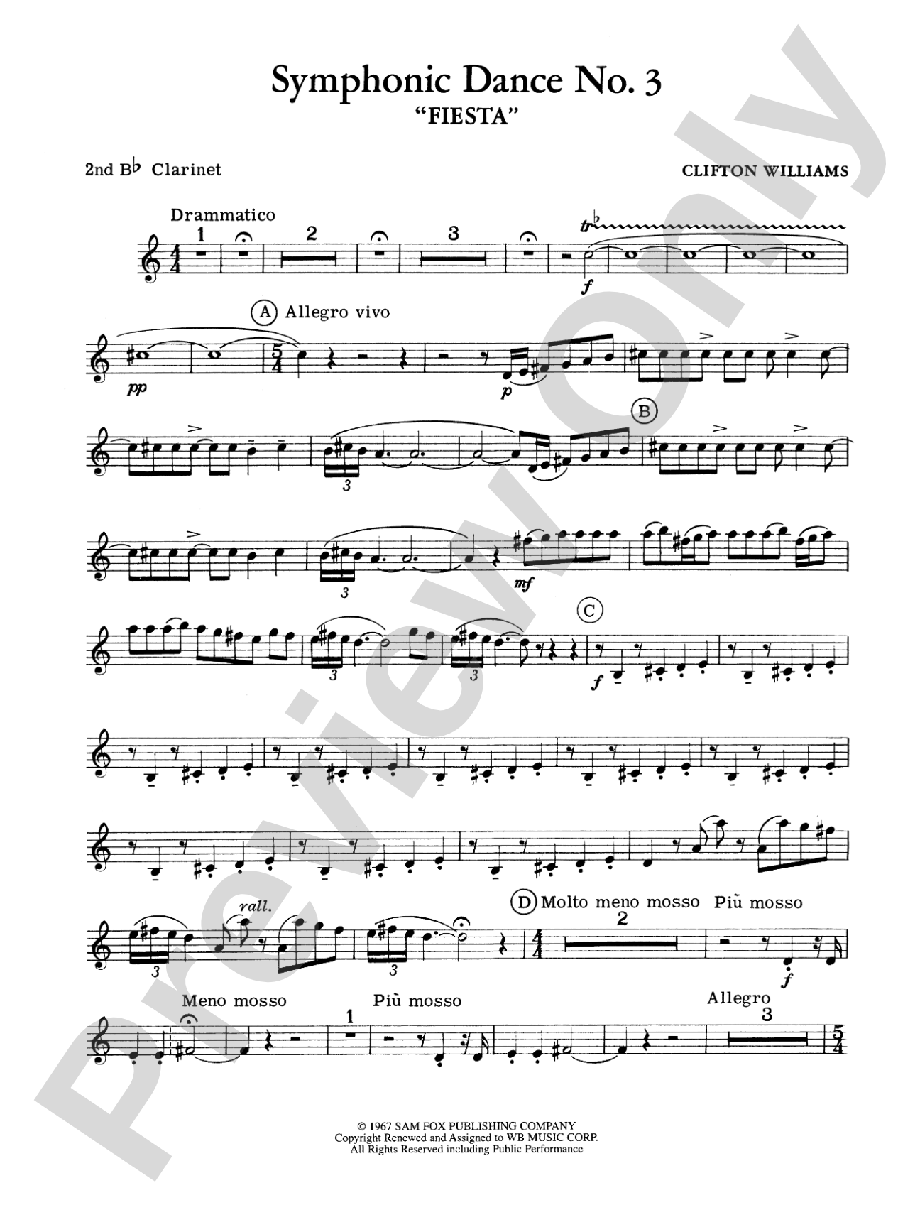Symphonic Dance No. 3 ("Fiesta"): 2nd B-flat Clarinet