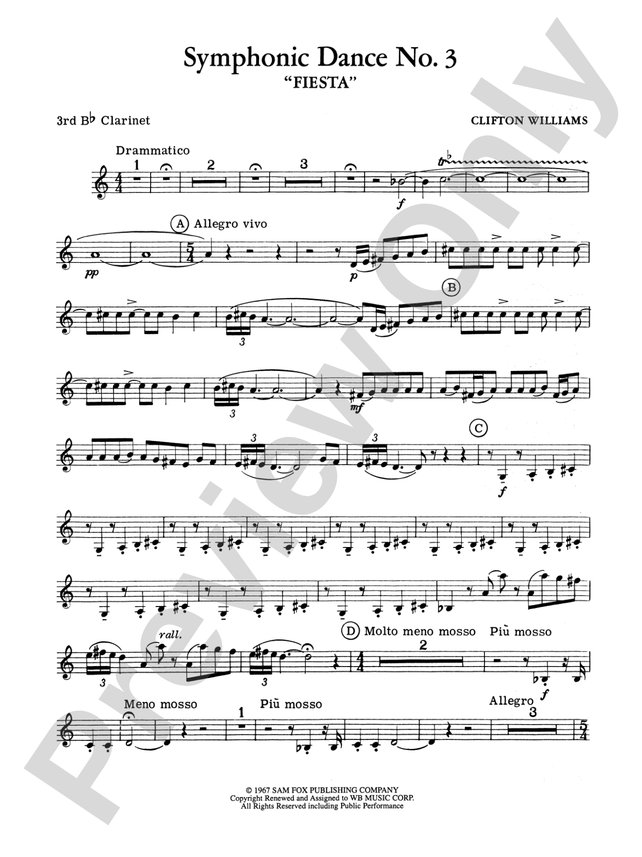 Symphonic Dance No. 3 ("Fiesta"): 3rd B-flat Clarinet