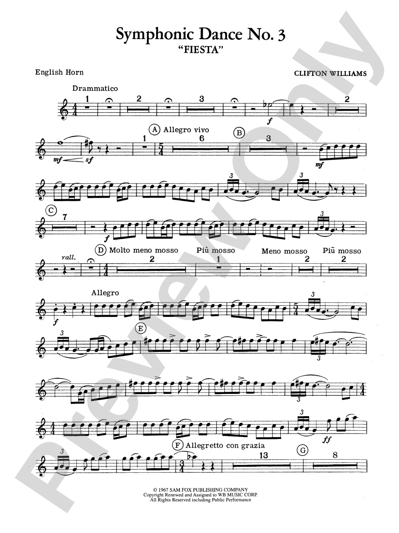 Symphonic Dance No. 3 ("Fiesta"): English Horn