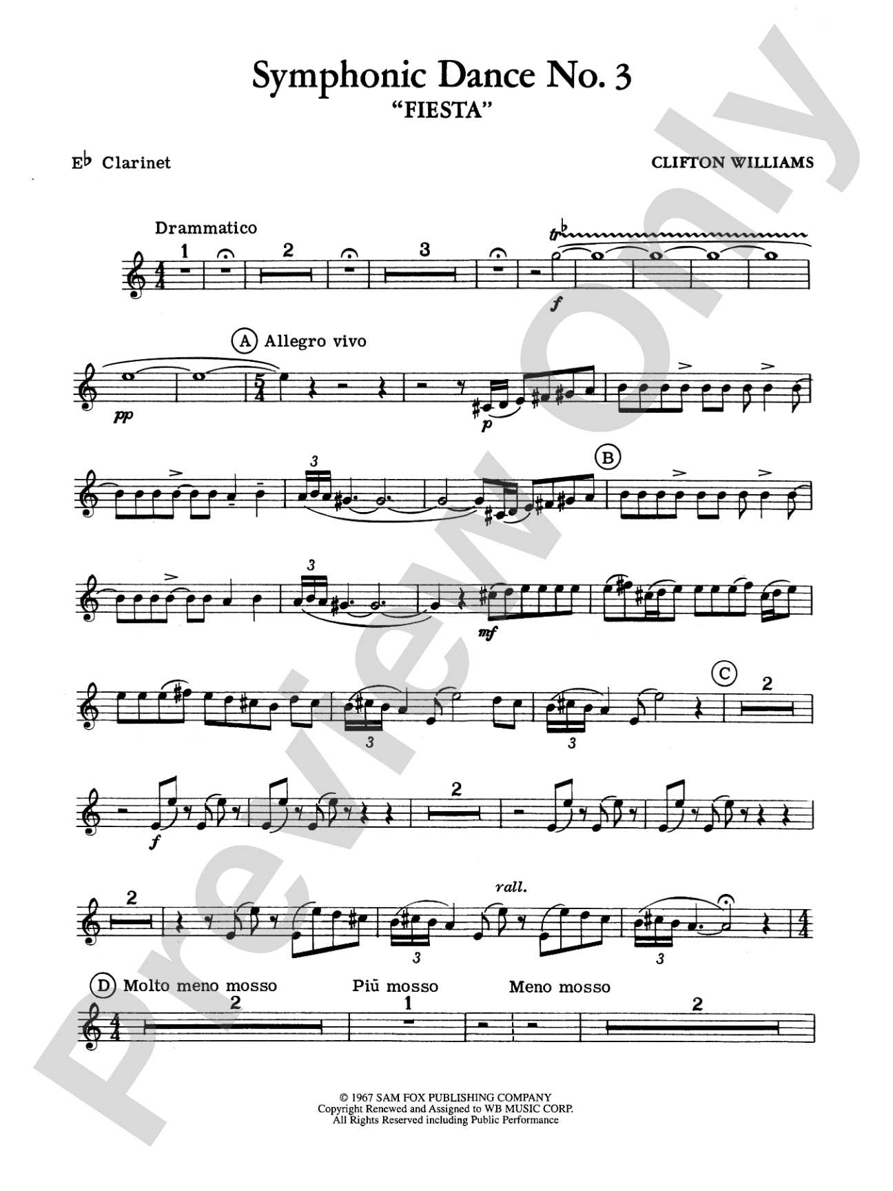 Symphonic Dance No. 3 ("Fiesta"): E-flat Soprano Clarinet