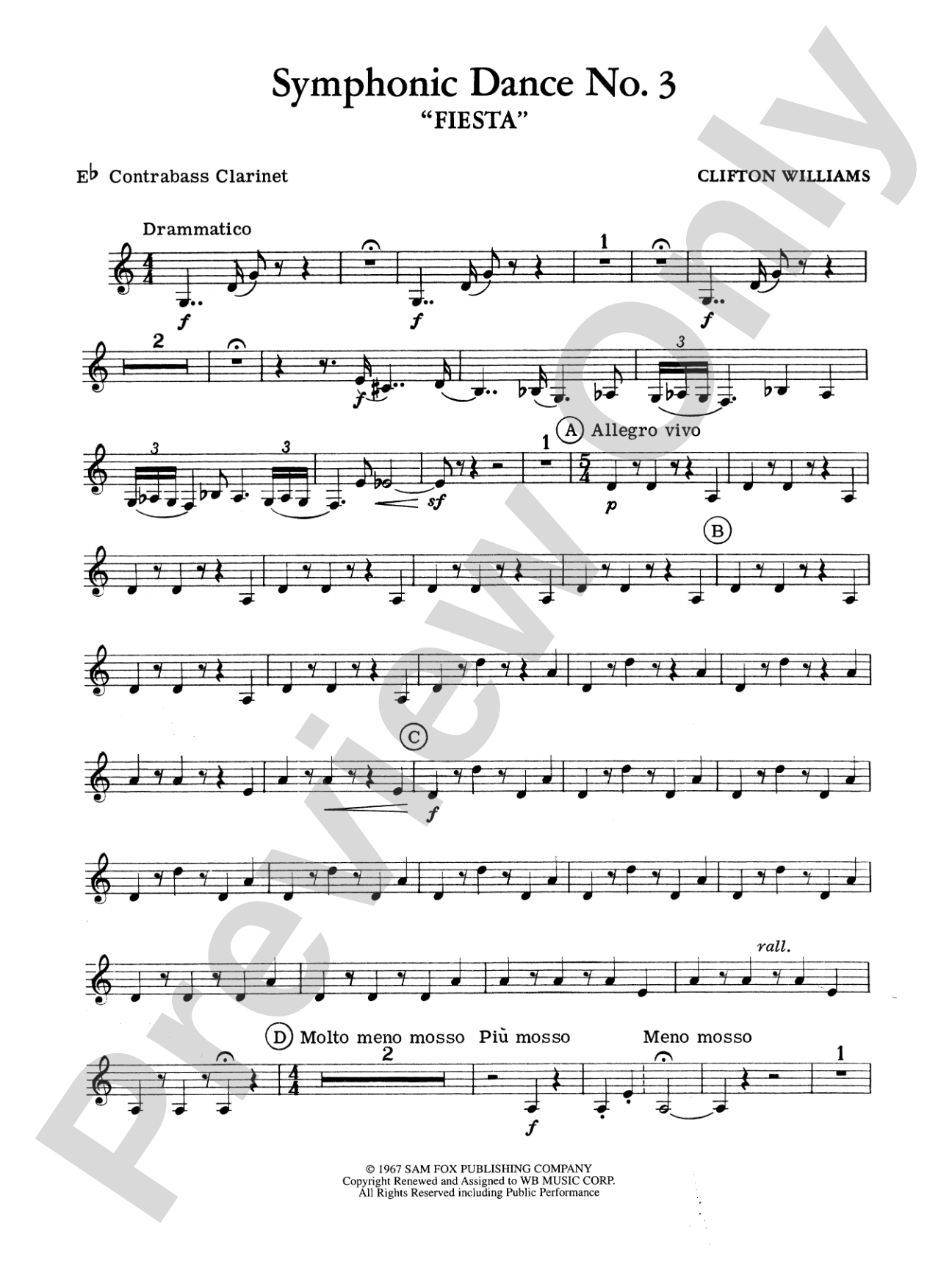 Symphonic Dance No. 3 ("Fiesta"): E-flat Contrabass Clarinet