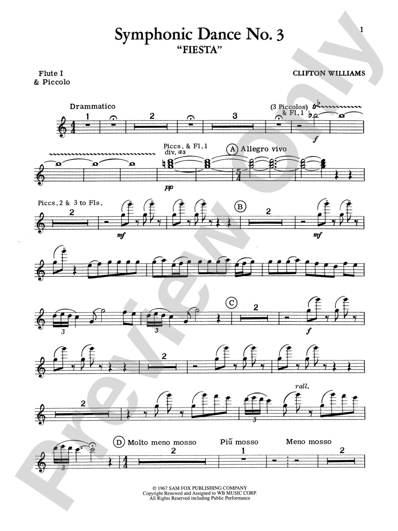 Symphonic Dance No. 3 ("Fiesta"): Flute