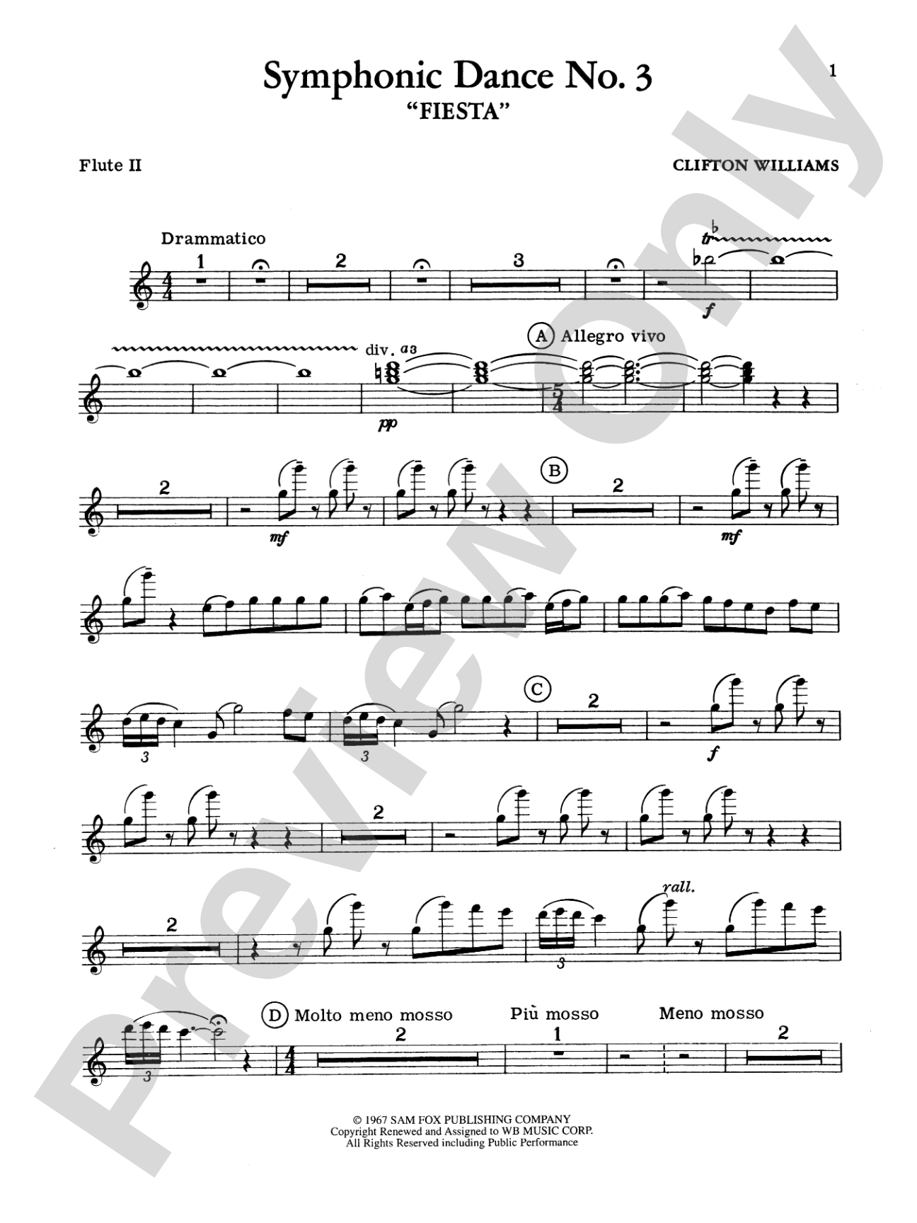 Symphonic Dance No. 3 ("Fiesta"): 2nd Flute