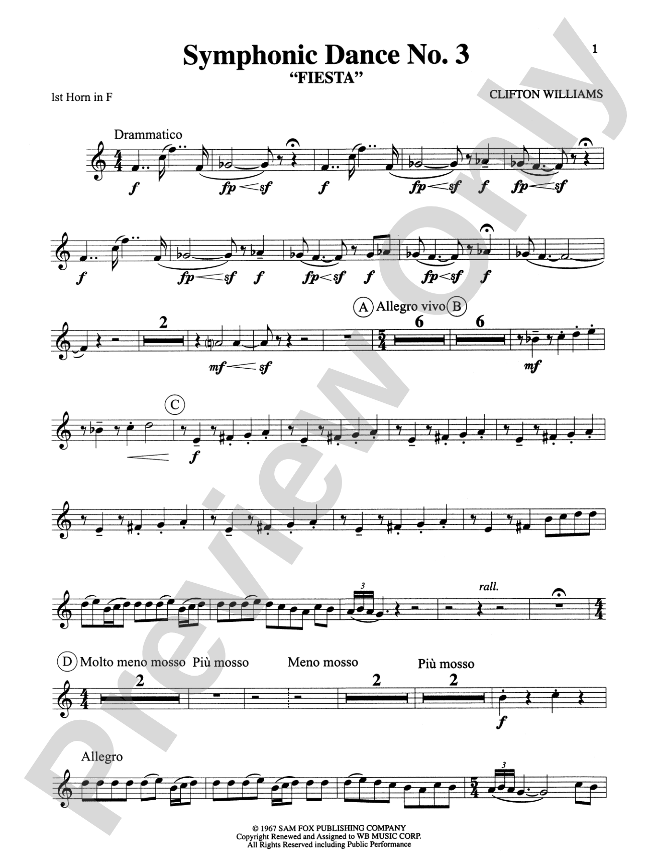 Symphonic Dance No. 3 ("Fiesta"): 1st F Horn