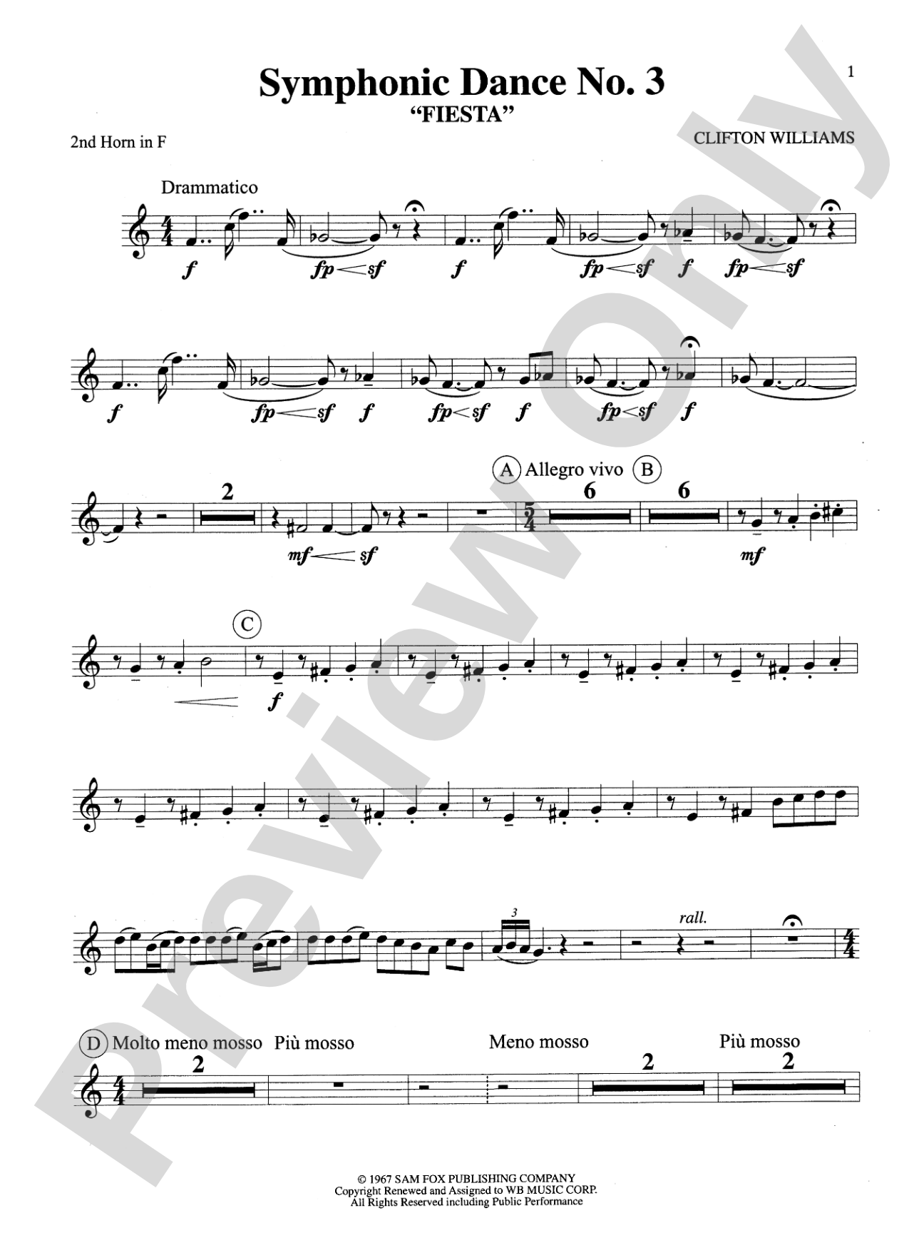 Symphonic Dance No. 3 ("Fiesta"): 2nd F Horn
