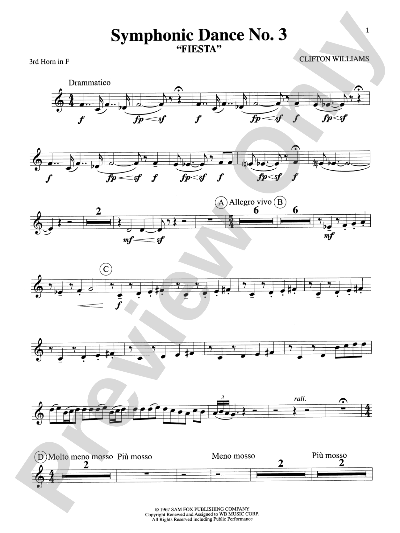 Symphonic Dance No. 3 ("Fiesta"): 3rd F Horn