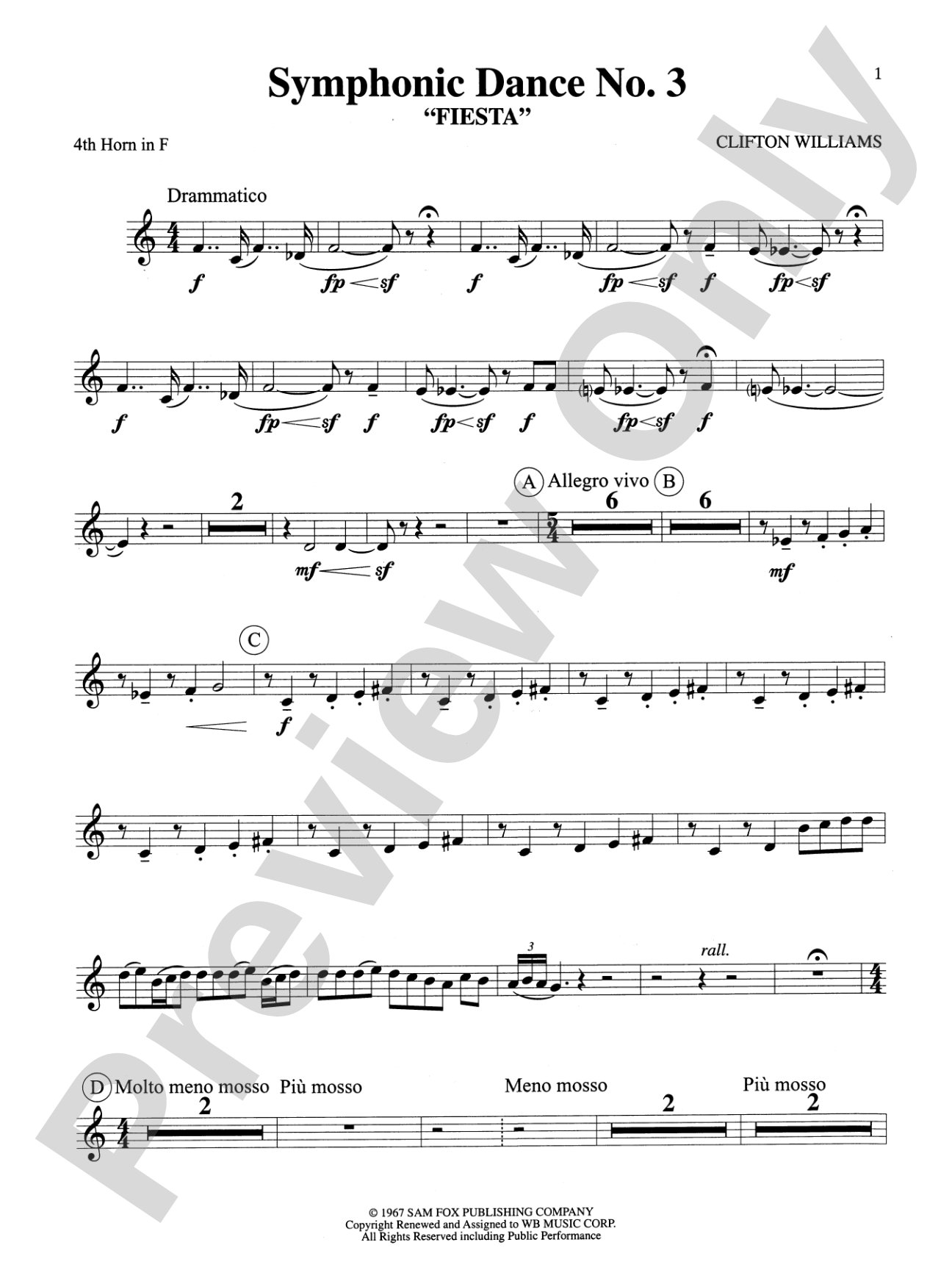 Symphonic Dance No. 3 ("Fiesta"): 4th F Horn