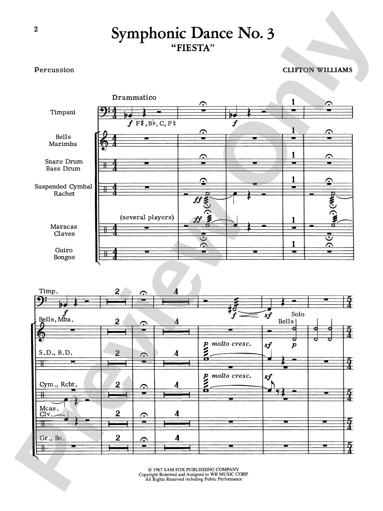 Symphonic Dance No. 3 ("Fiesta"): 1st Percussion