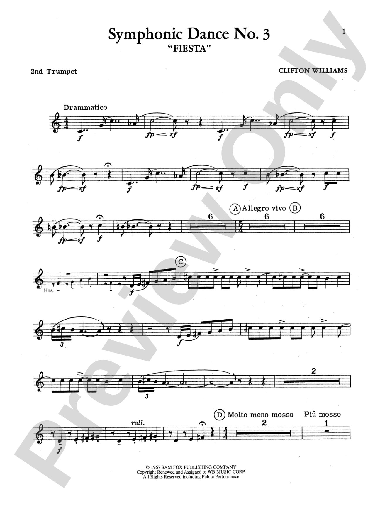 Symphonic Dance No. 3 ("Fiesta"): 2nd B-flat Trumpet
