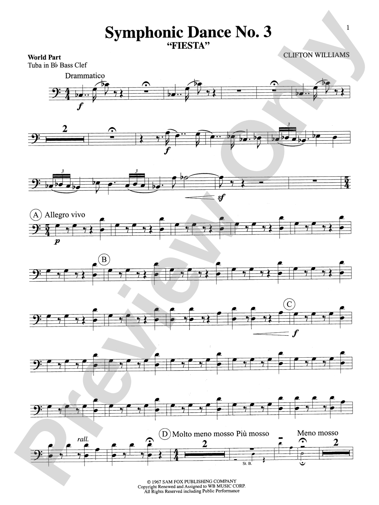 Symphonic Dance No. 3 ("Fiesta"): WP B-flat Tuba B.C.