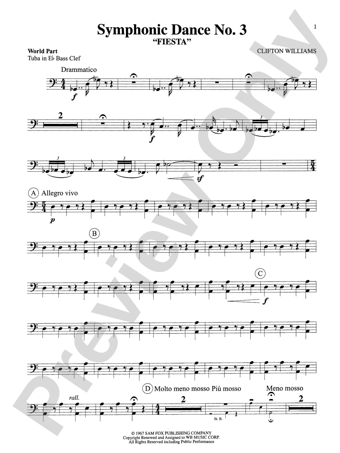 Symphonic Dance No. 3 ("Fiesta"): WP E-flat Tuba B.C.