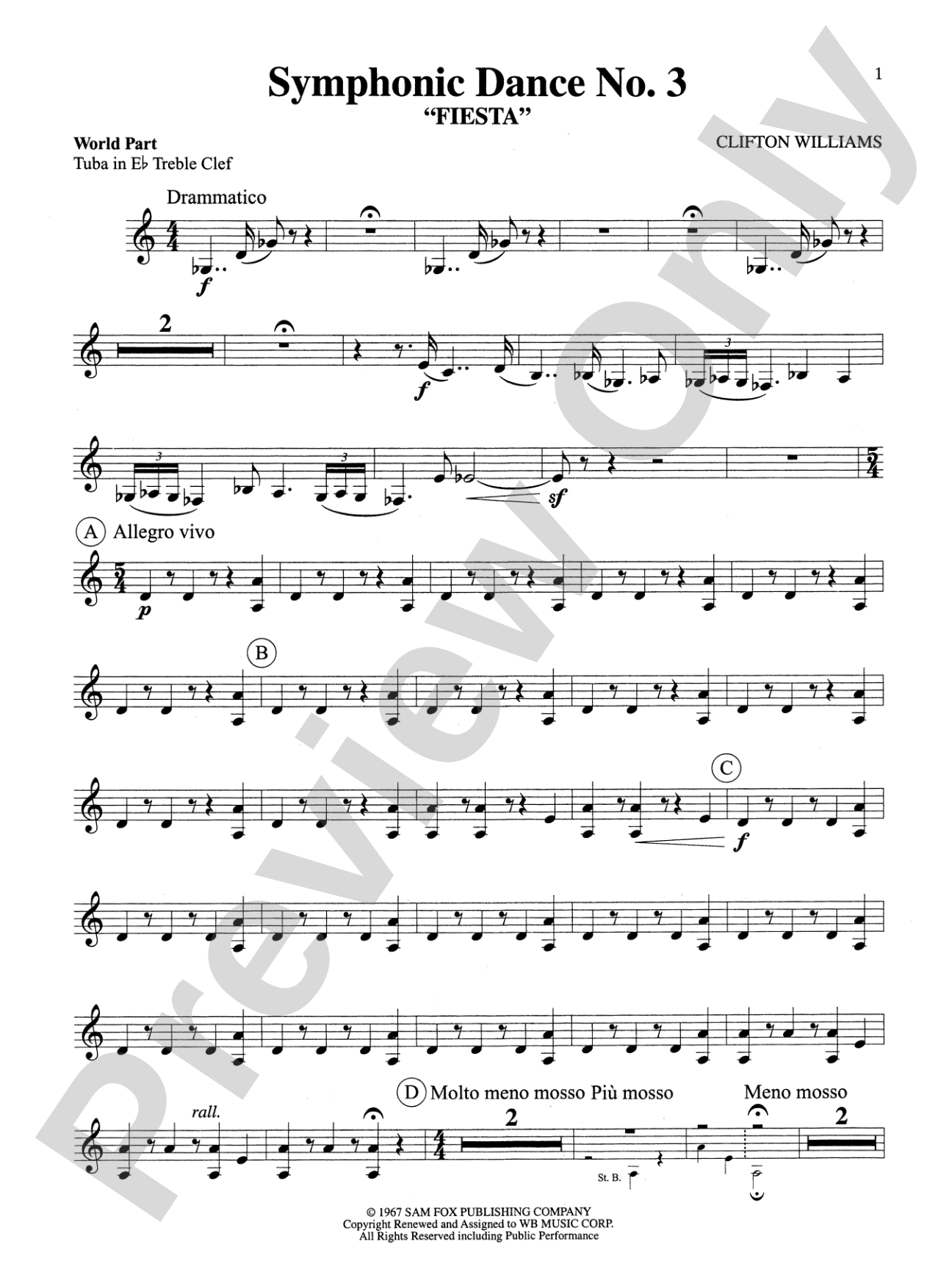 Symphonic Dance No. 3 ("Fiesta"): WP E-flat Tuba T.C.