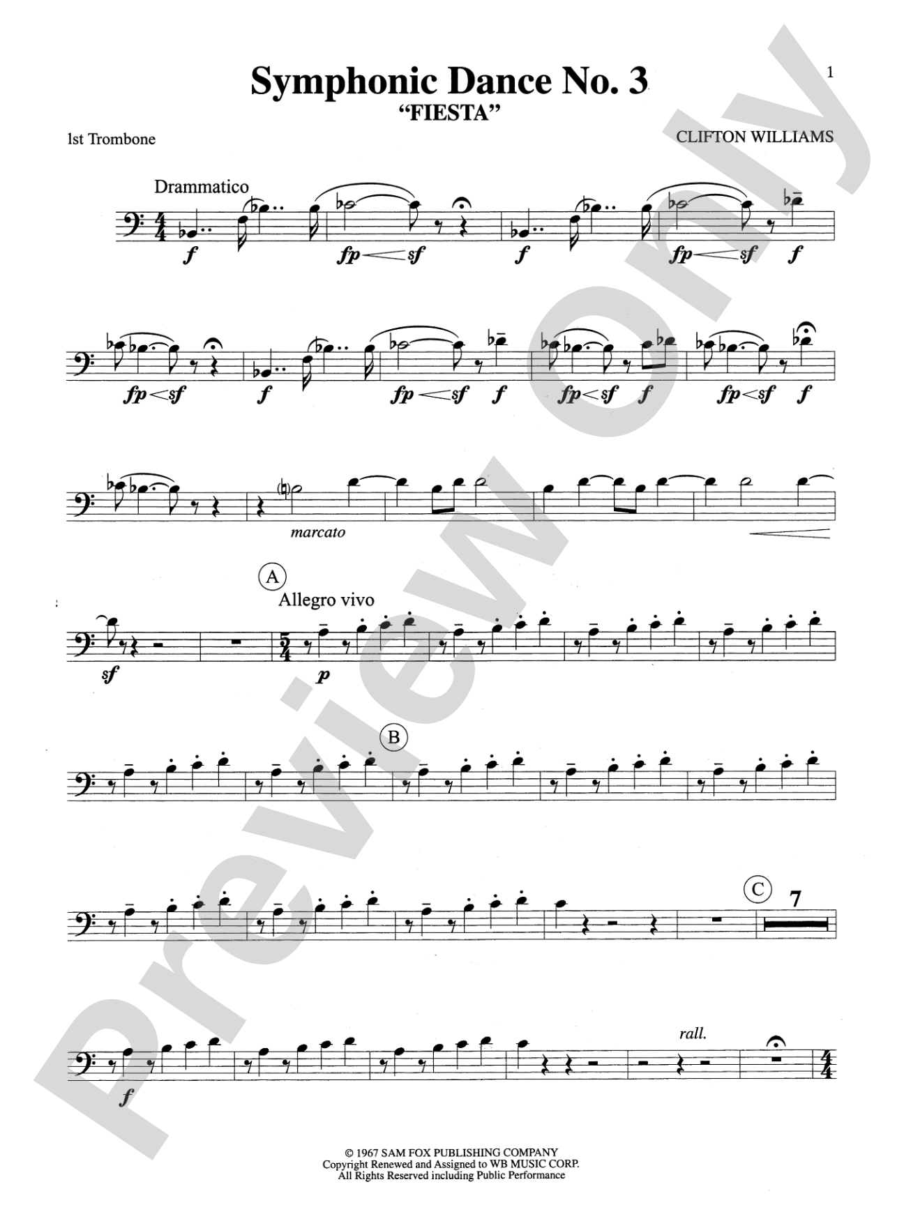 Symphonic Dance No. 3 ("Fiesta"): 1st Trombone