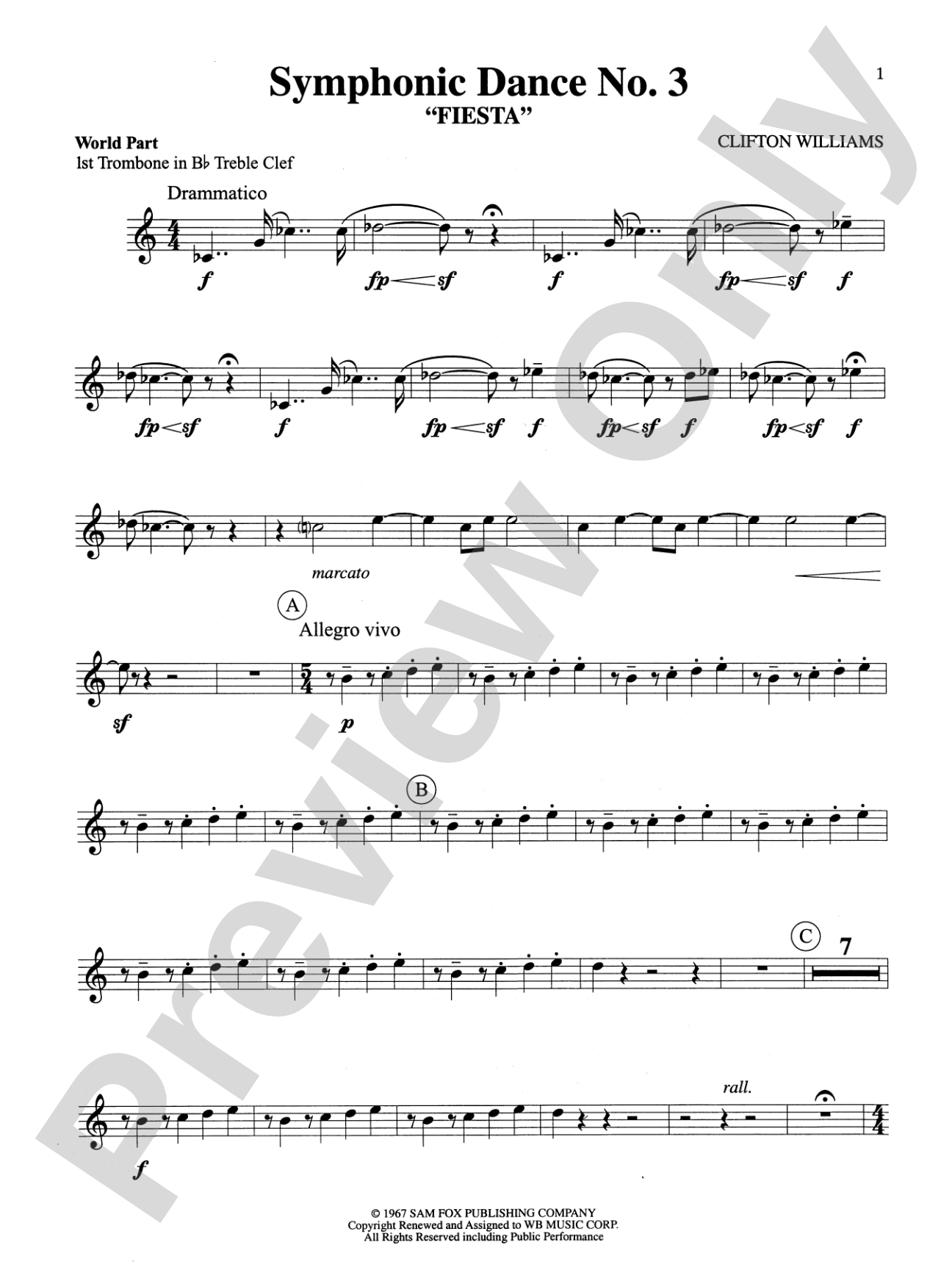 Symphonic Dance No. 3 ("Fiesta"): WP 1st B-flat Trombone T.C.