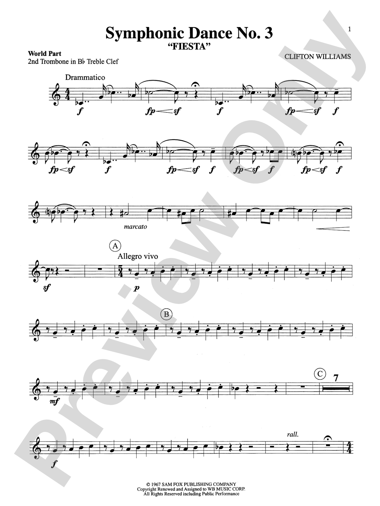 Symphonic Dance No. 3 ("Fiesta"): WP 2nd B-flat Trombone T.C.