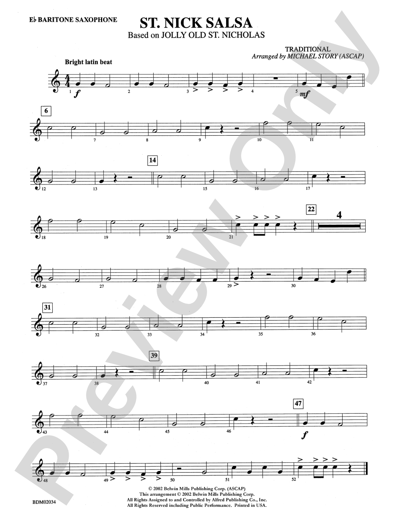 St. Nick Salsa: E-flat Baritone Saxophone