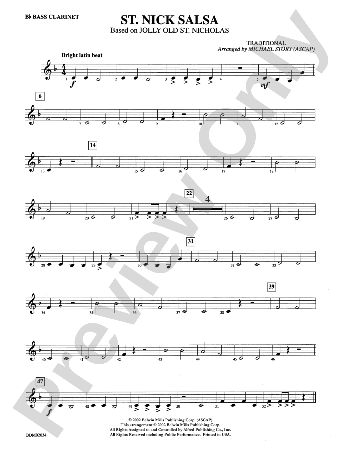 St. Nick Salsa: B-flat Bass Clarinet