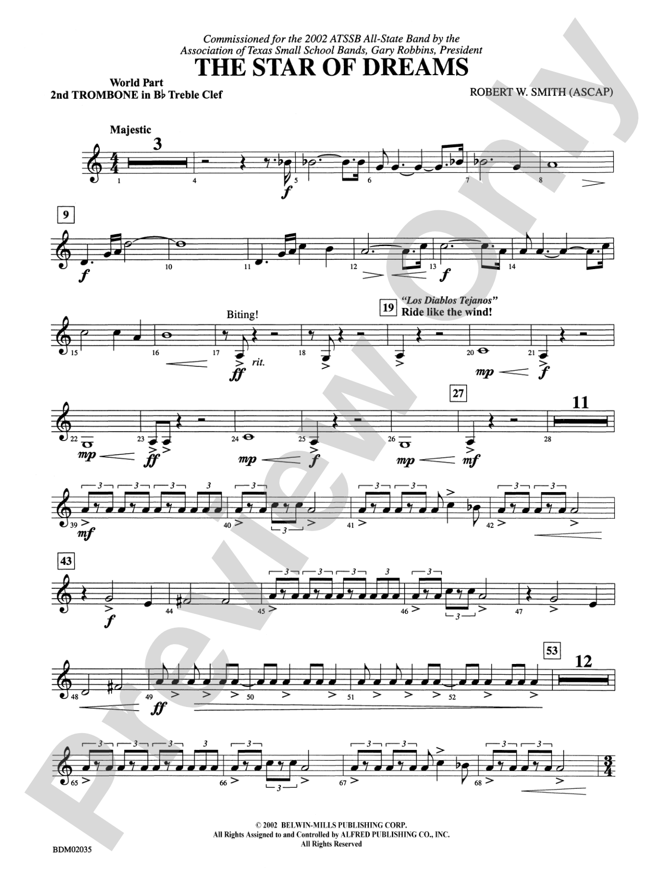 The Star of Dreams: (wp) 2nd B-flat Trombone T.C.