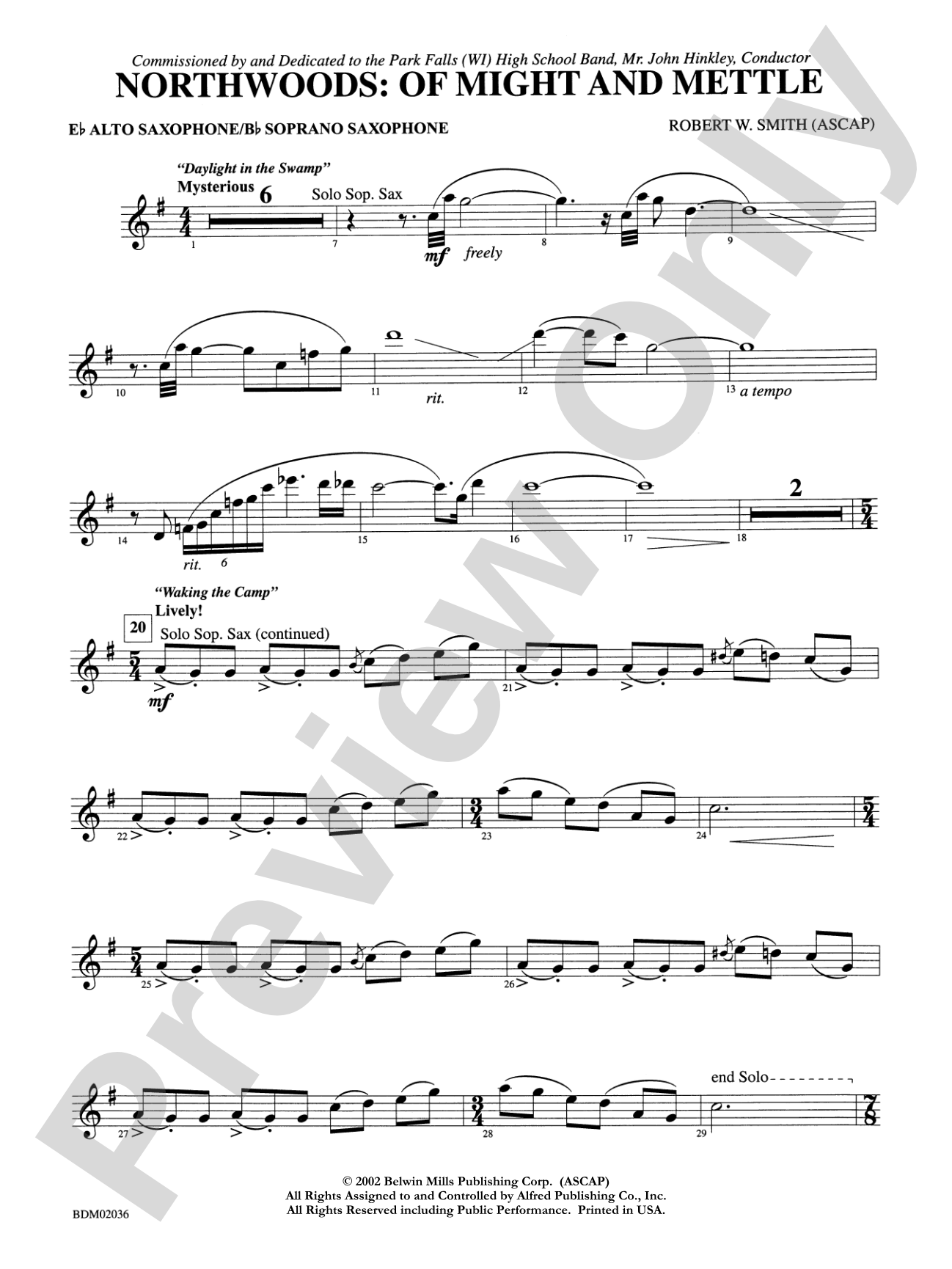 Northwoods: Of Might and Mettle: E-flat Alto Saxophone
