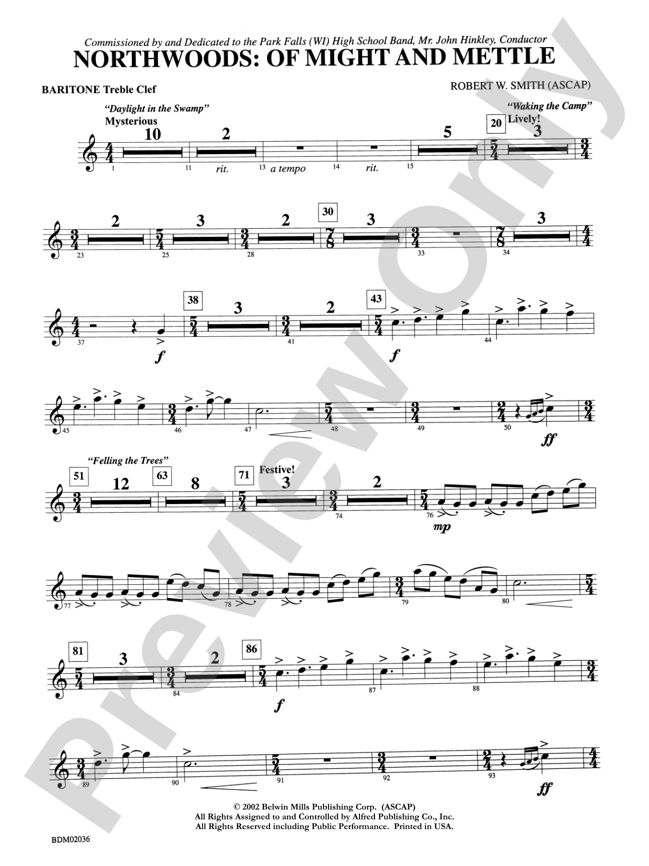 Northwoods: Of Might and Mettle: Baritone T.C.