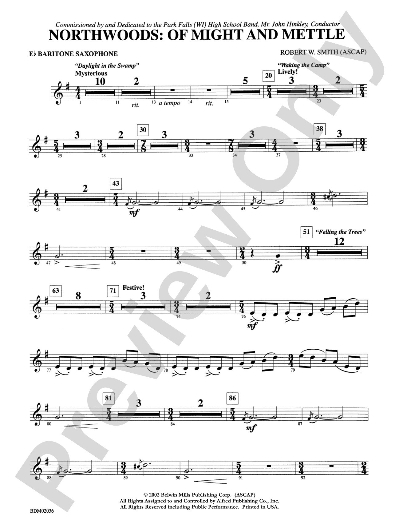 Northwoods: Of Might and Mettle: E-flat Baritone Saxophone