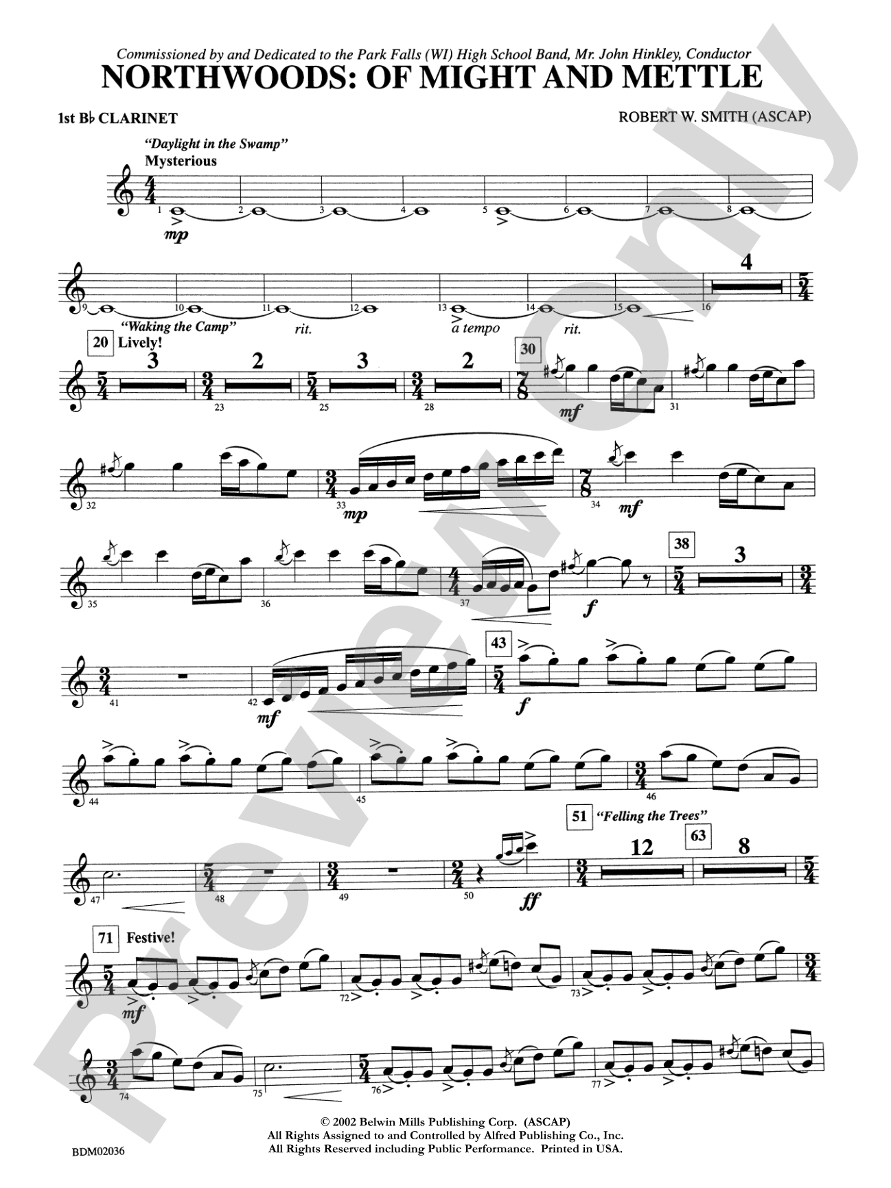 Northwoods: Of Might and Mettle: 1st B-flat Clarinet