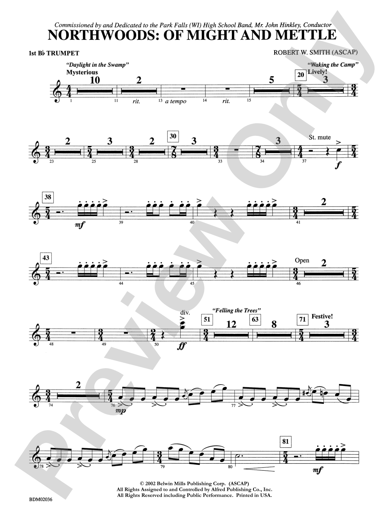 Northwoods: Of Might and Mettle: 1st B-flat Trumpet