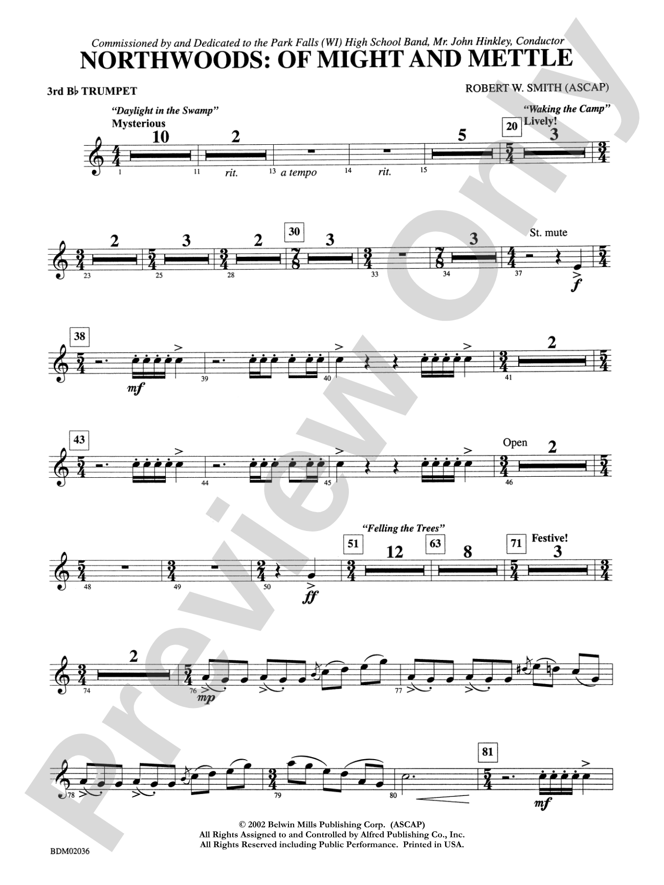 Northwoods: Of Might and Mettle: 3rd B-flat Trumpet