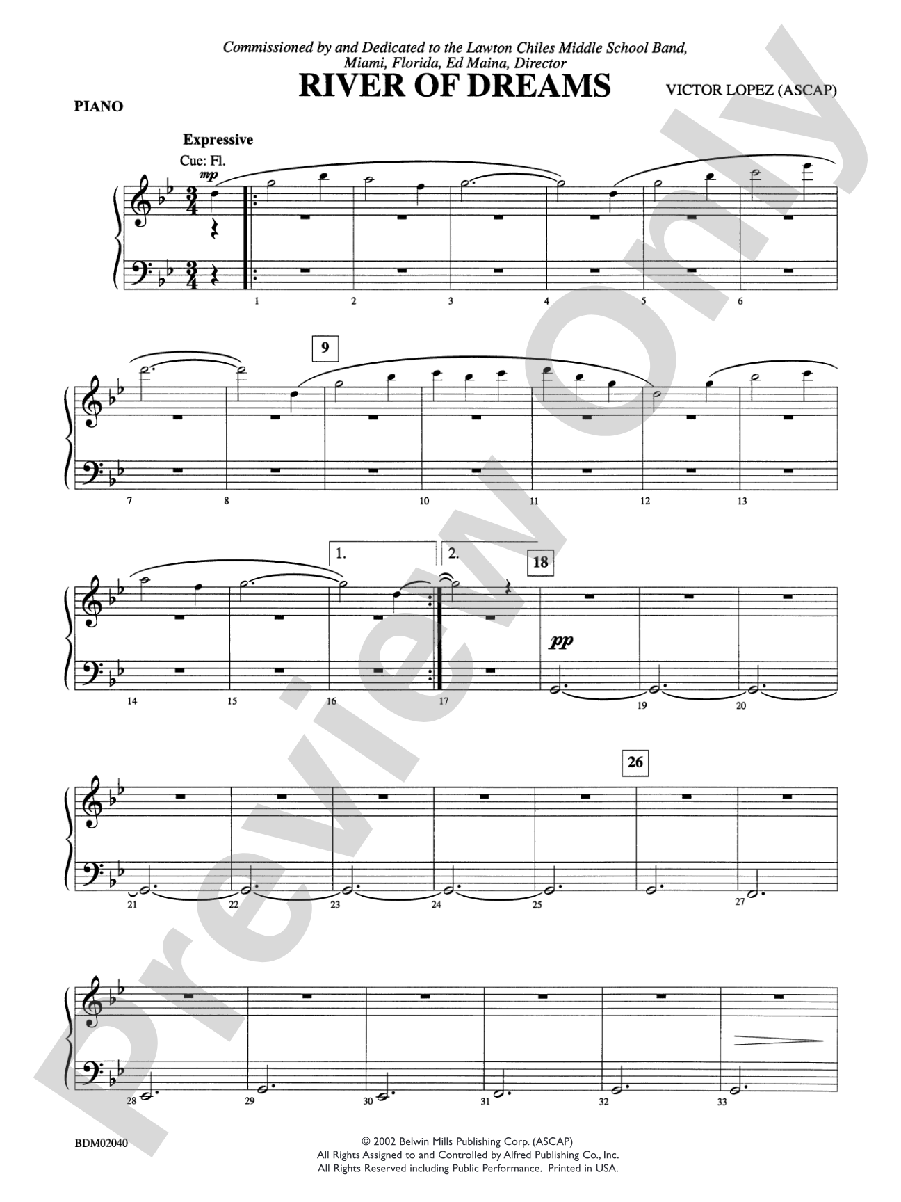 River of Dreams: Piano Accompaniment