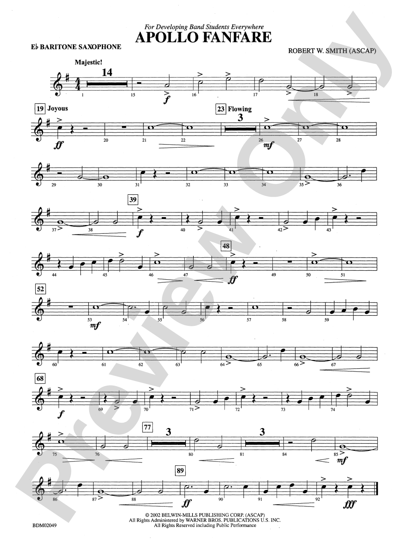 Apollo Fanfare: E-flat Baritone Saxophone