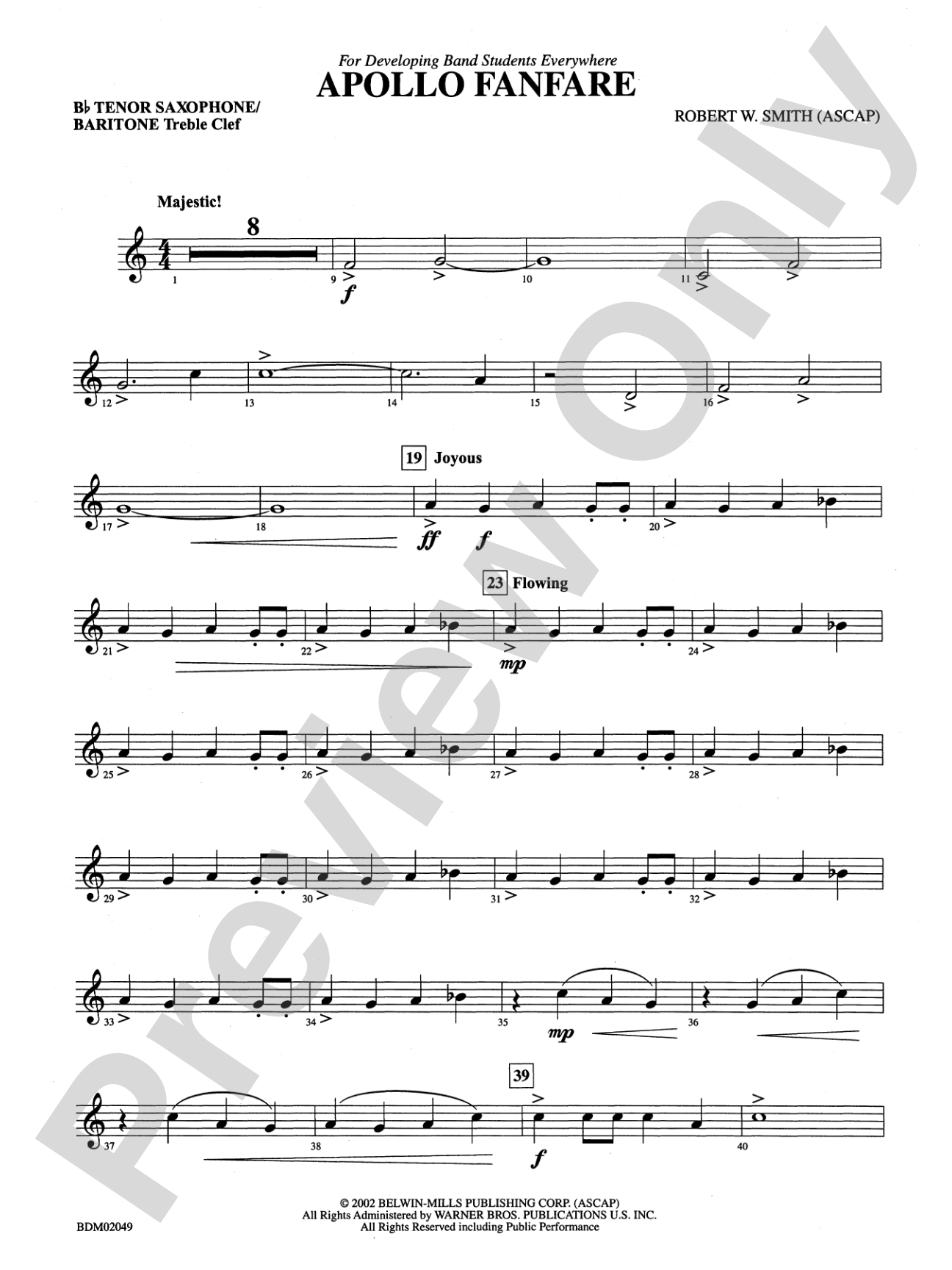 Apollo Fanfare: B-flat Tenor Saxophone