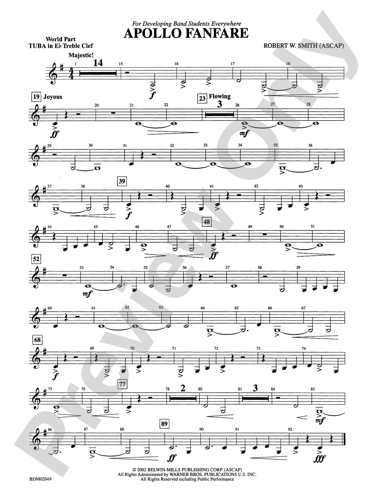 Apollo Fanfare: (wp) E-flat Tuba T.C.