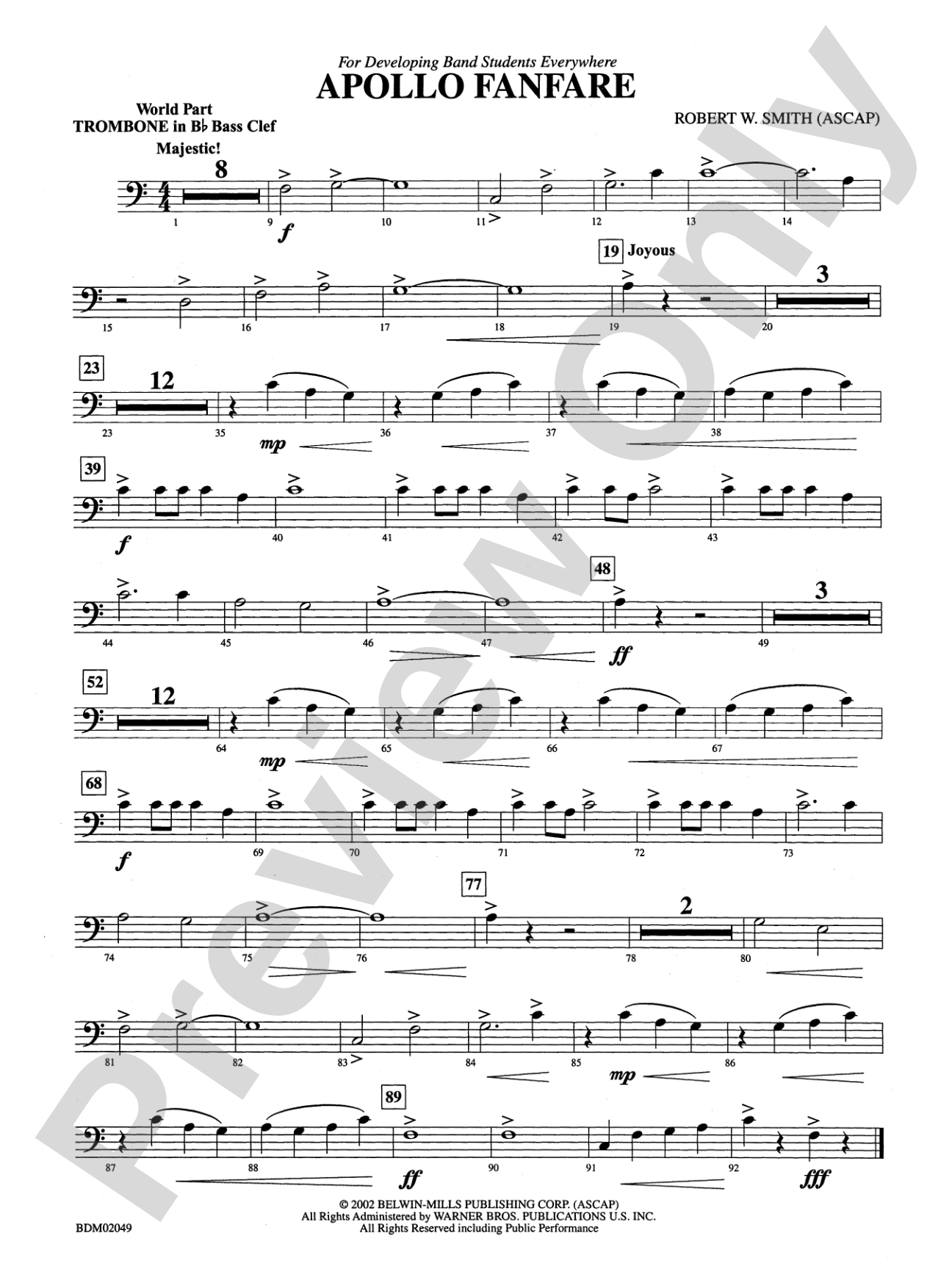 Apollo Fanfare: (wp) 1st B-flat Trombone B.C.