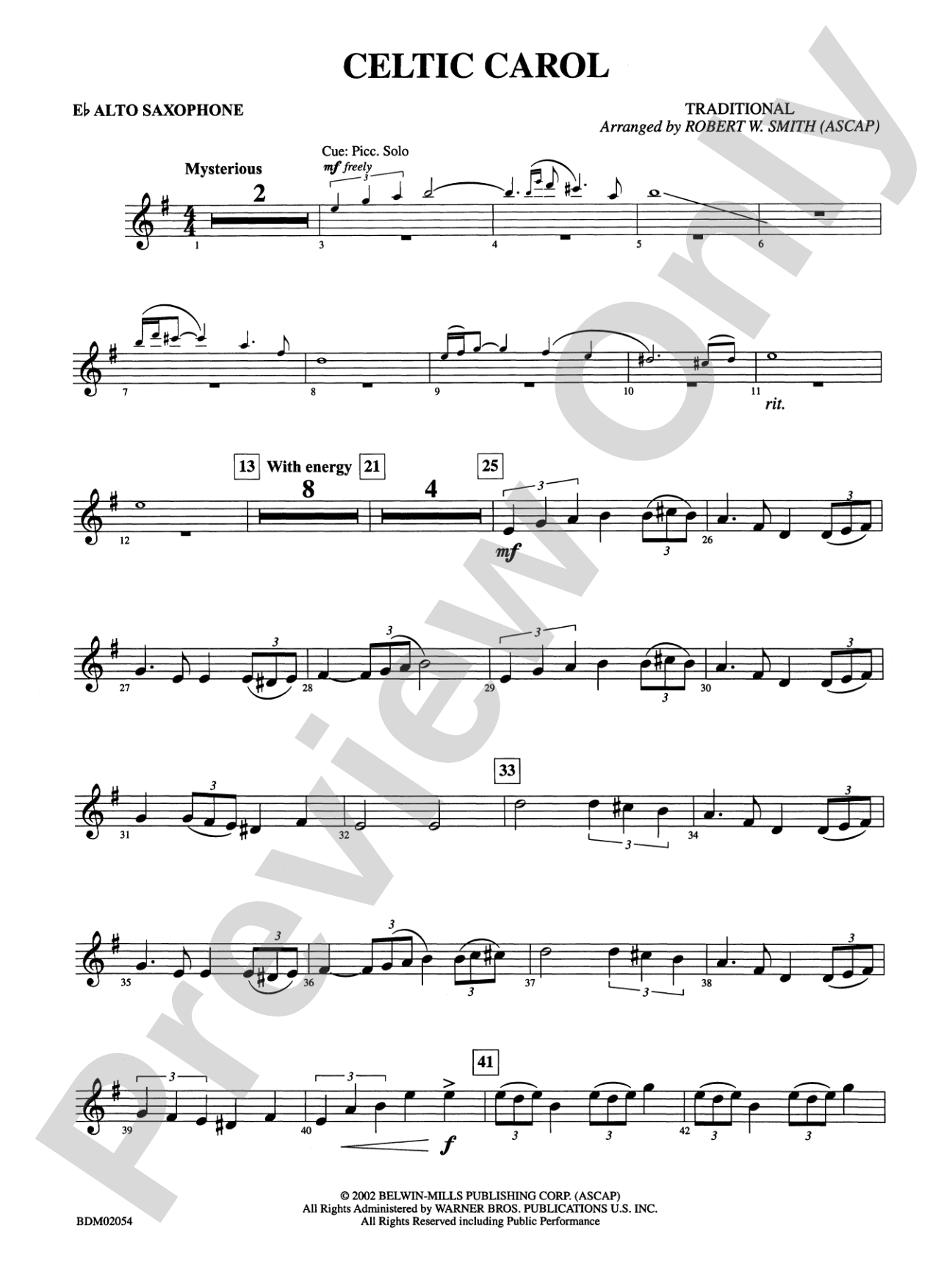Celtic Carol: E-flat Alto Saxophone