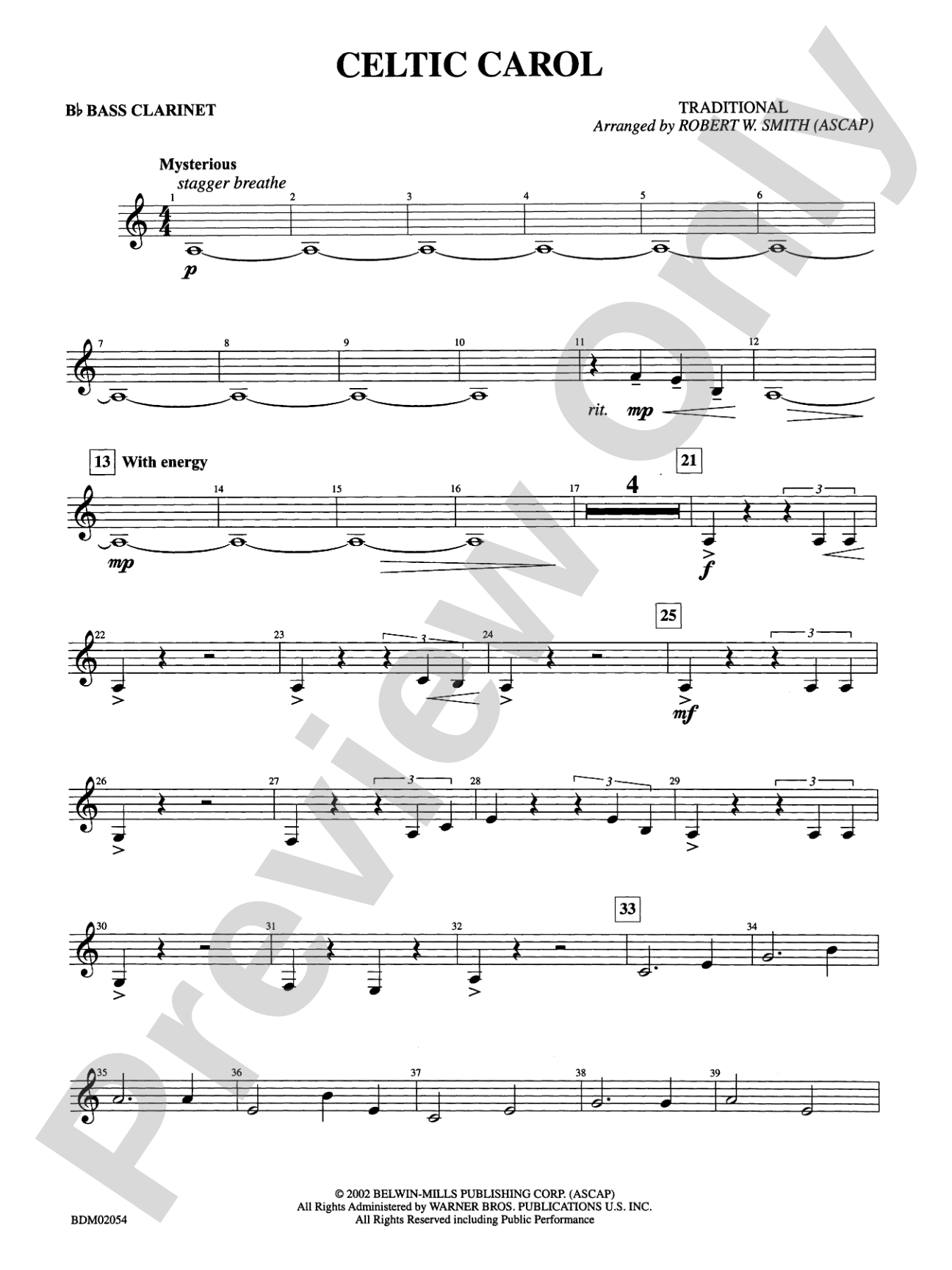 Celtic Carol: B-flat Bass Clarinet
