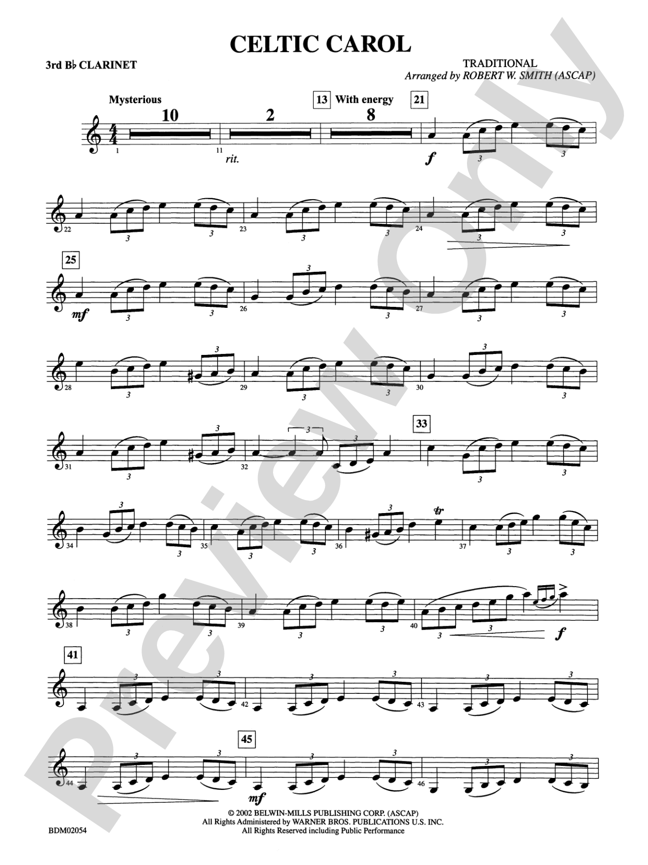 Celtic Carol: 3rd B-flat Clarinet