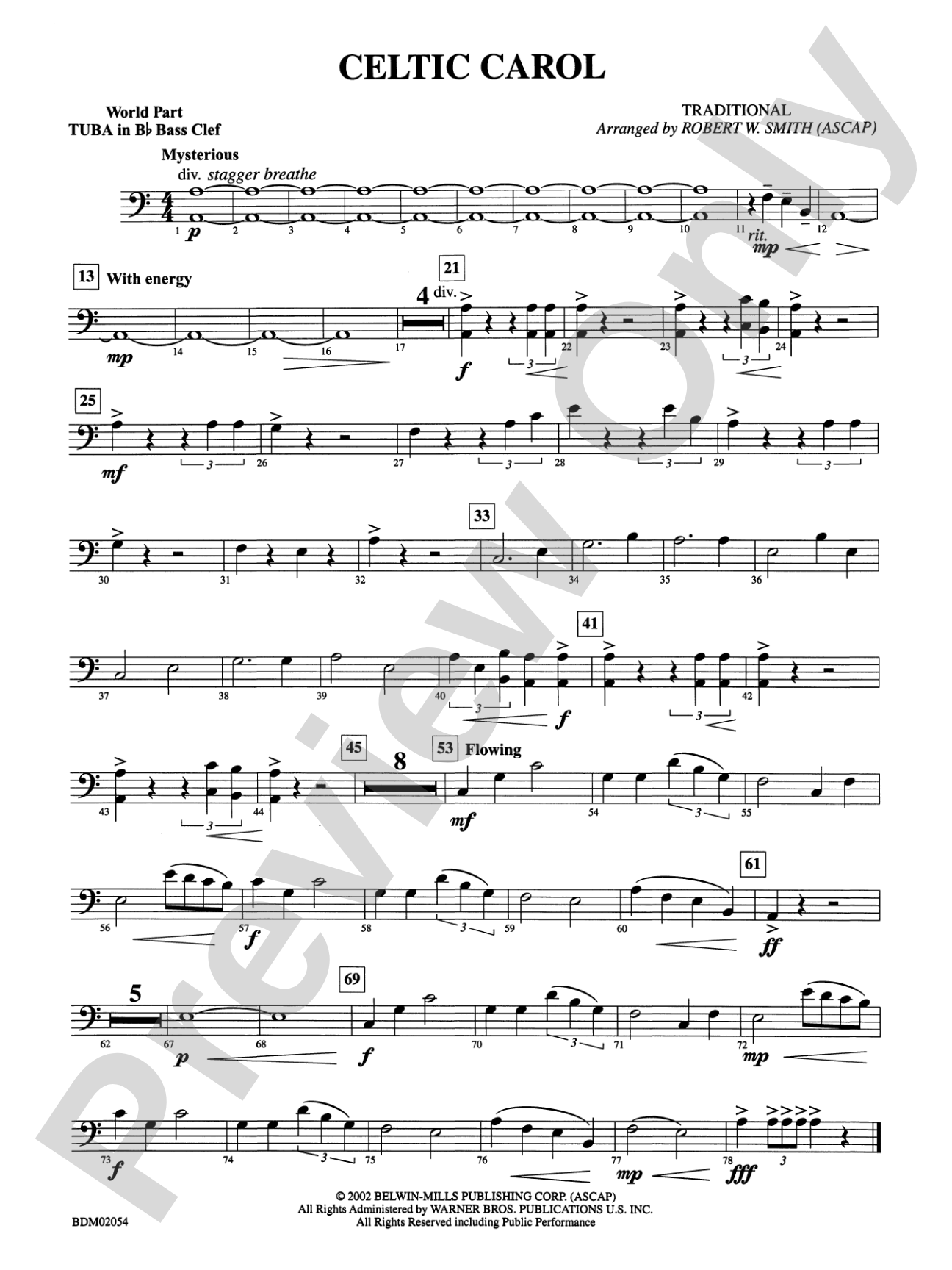 Celtic Carol: (wp) B-flat Tuba B.C.