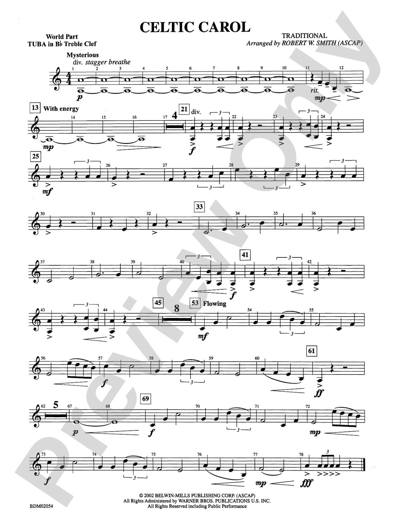 Celtic Carol: (wp) B-flat Tuba T.C.