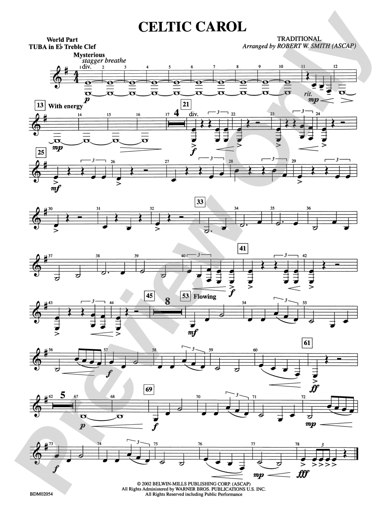 Celtic Carol: (wp) E-flat Tuba T.C.